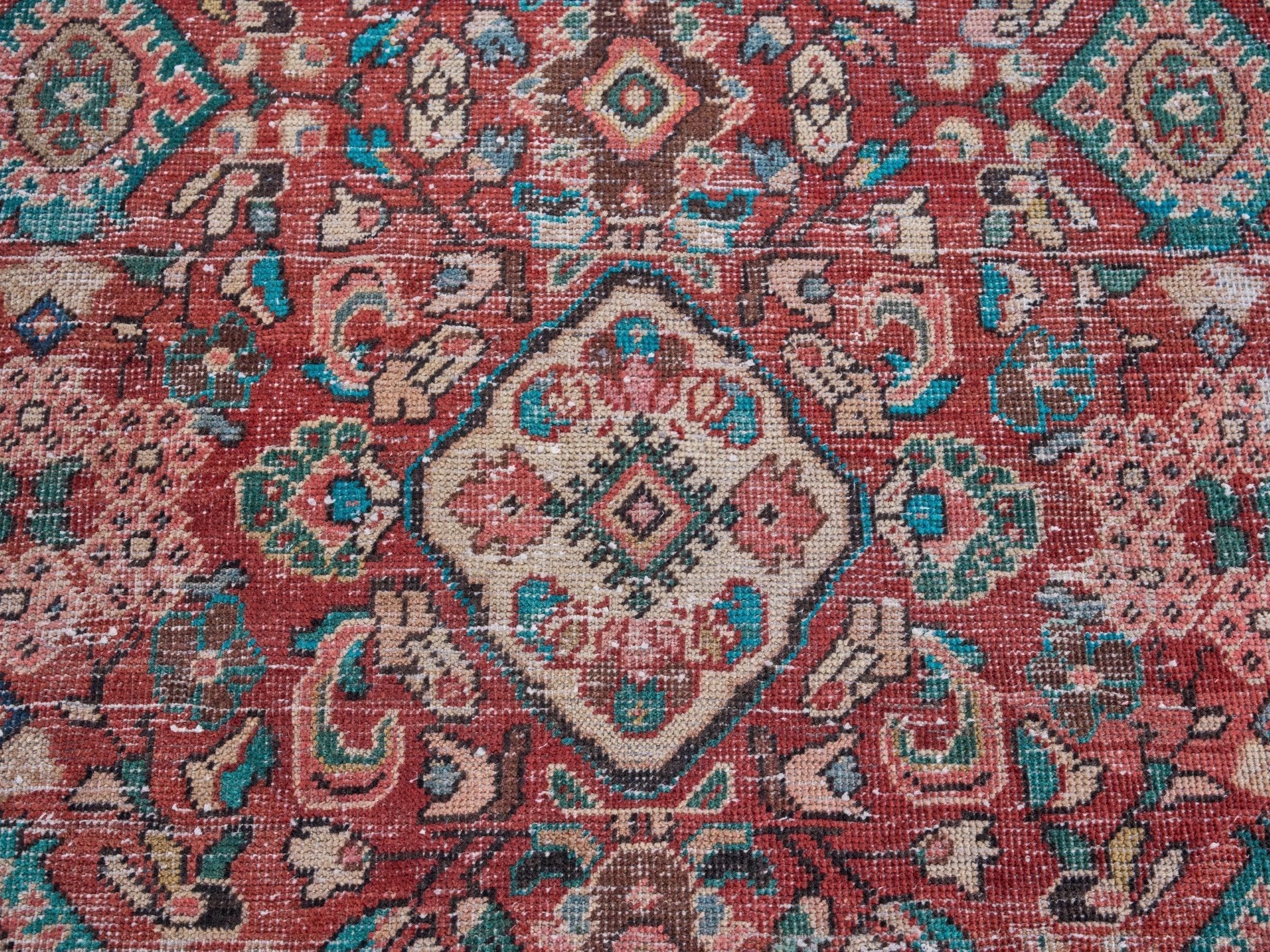 Persian Mahal accent rug in deep red and muted pink, view 4 of 10