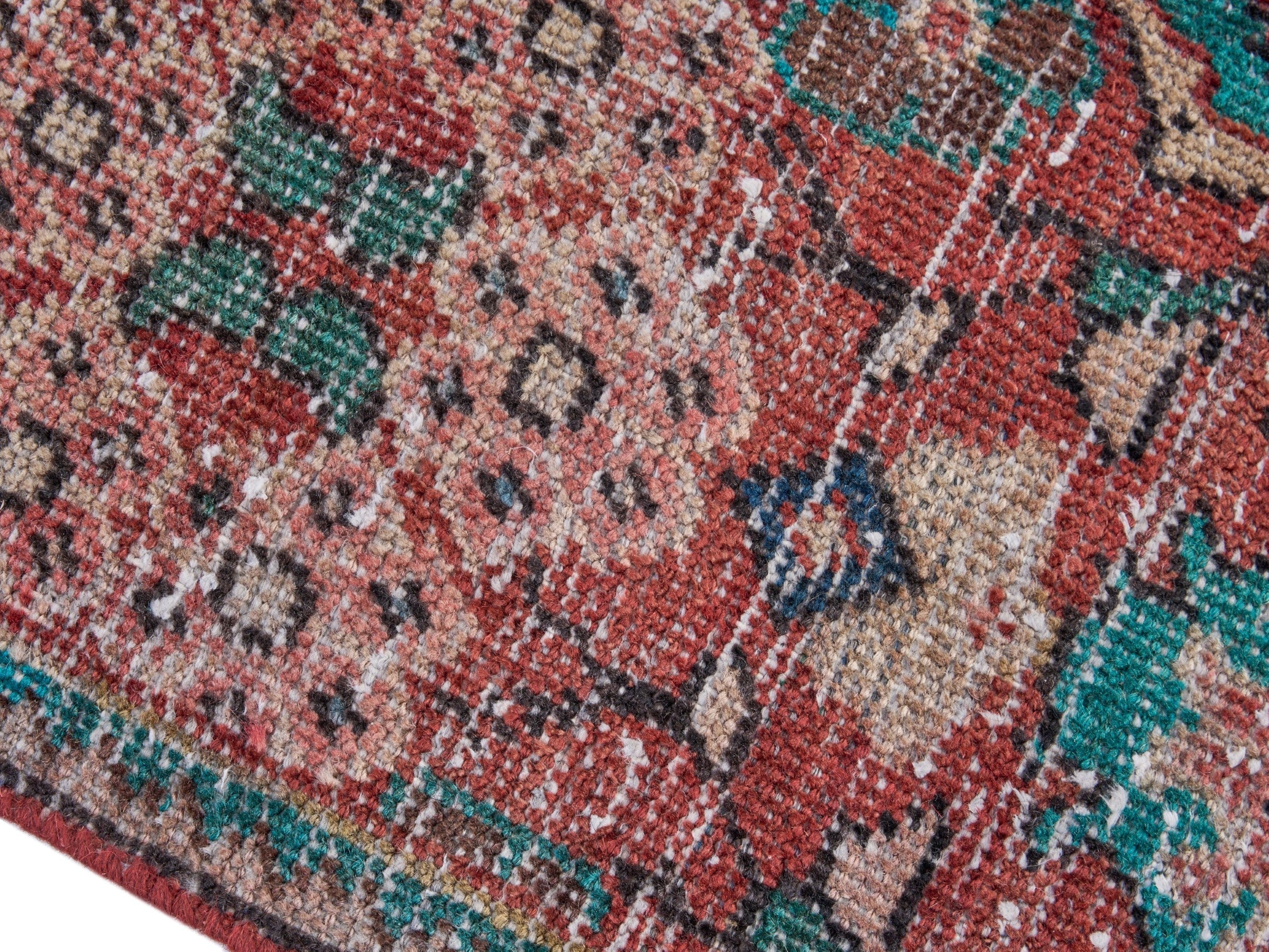 Persian Mahal accent rug in deep red and muted pink, view 6 of 10