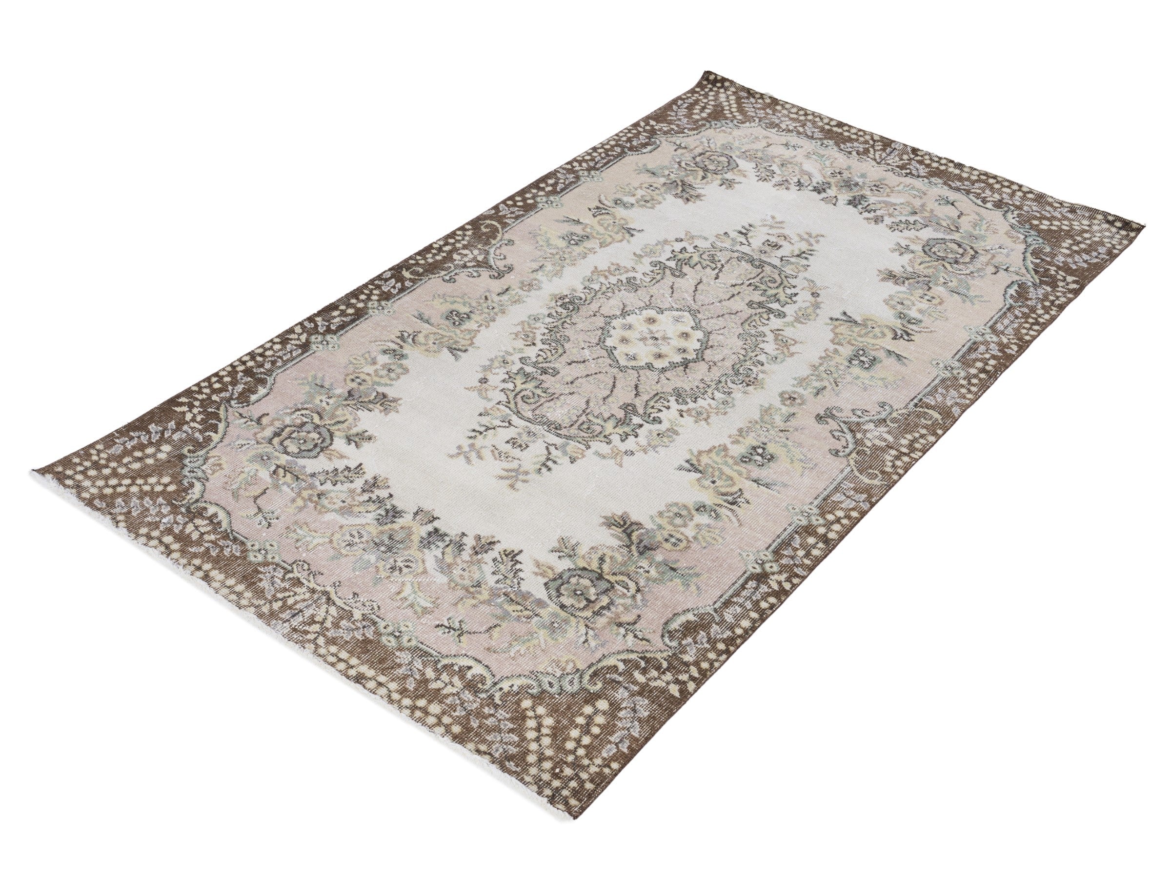 Turkish Isparta area rug in cream and greige, view 3 of 10