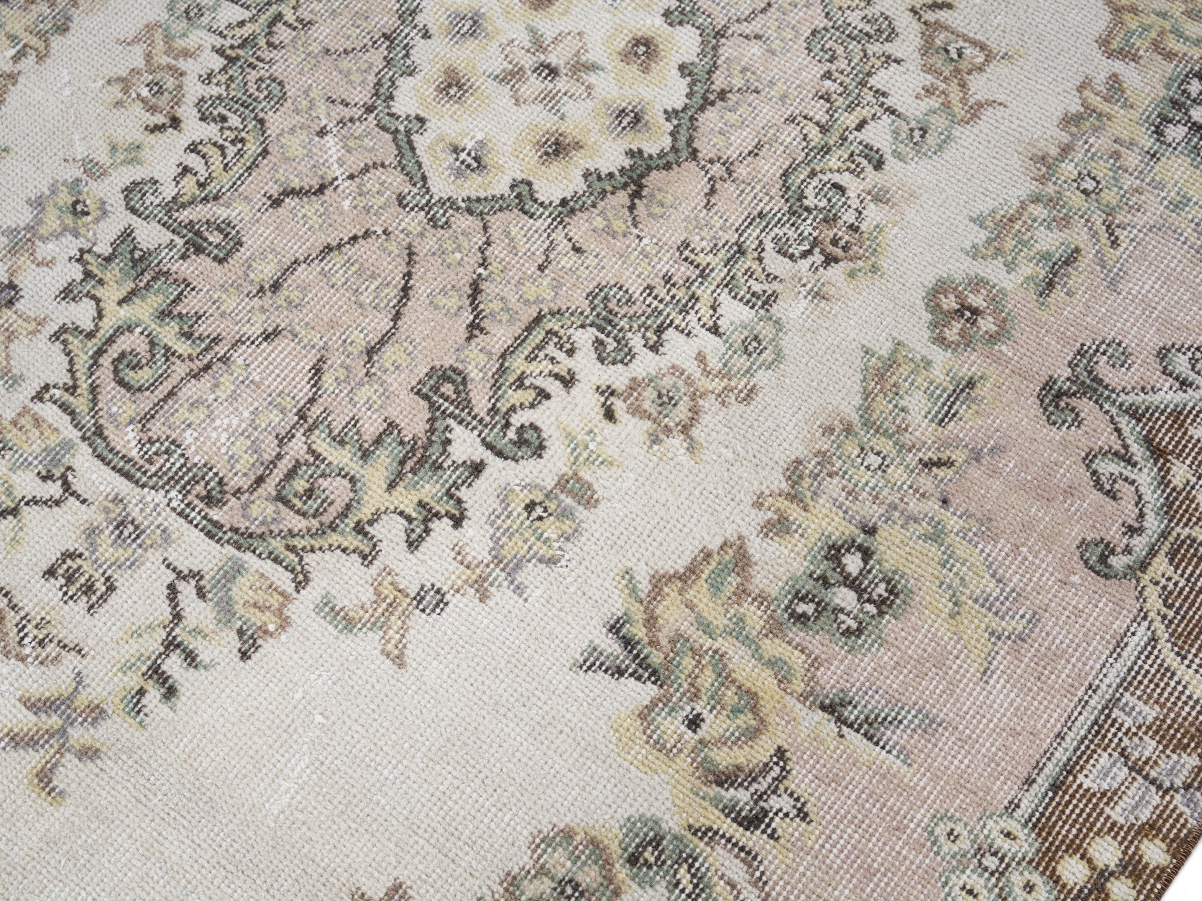 Turkish Isparta area rug in cream and greige, view 5 of 10