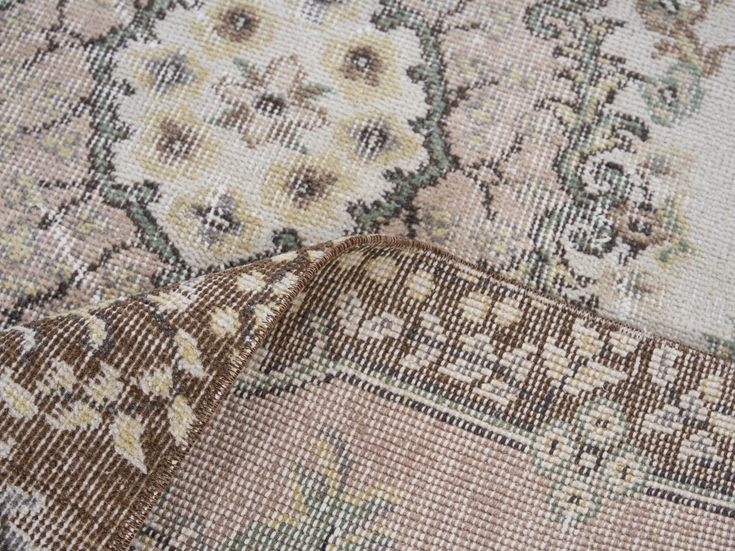 Turkish Isparta area rug in cream and greige, view 9 of 10