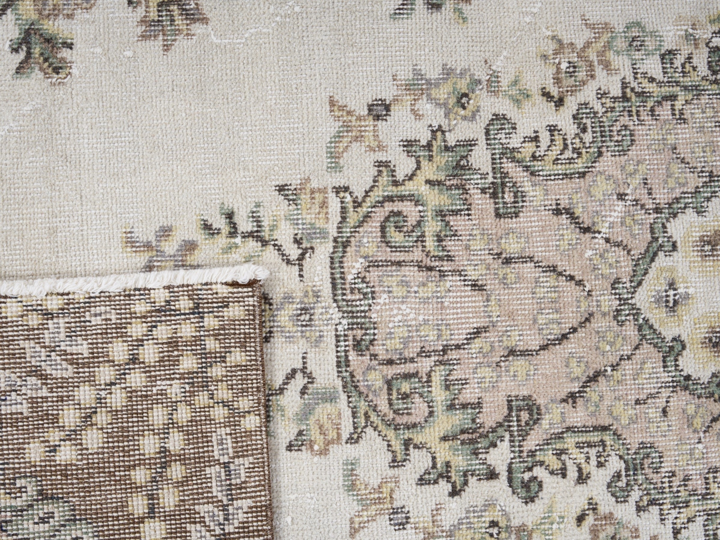 Turkish Isparta area rug in cream and greige, view 10 of 10