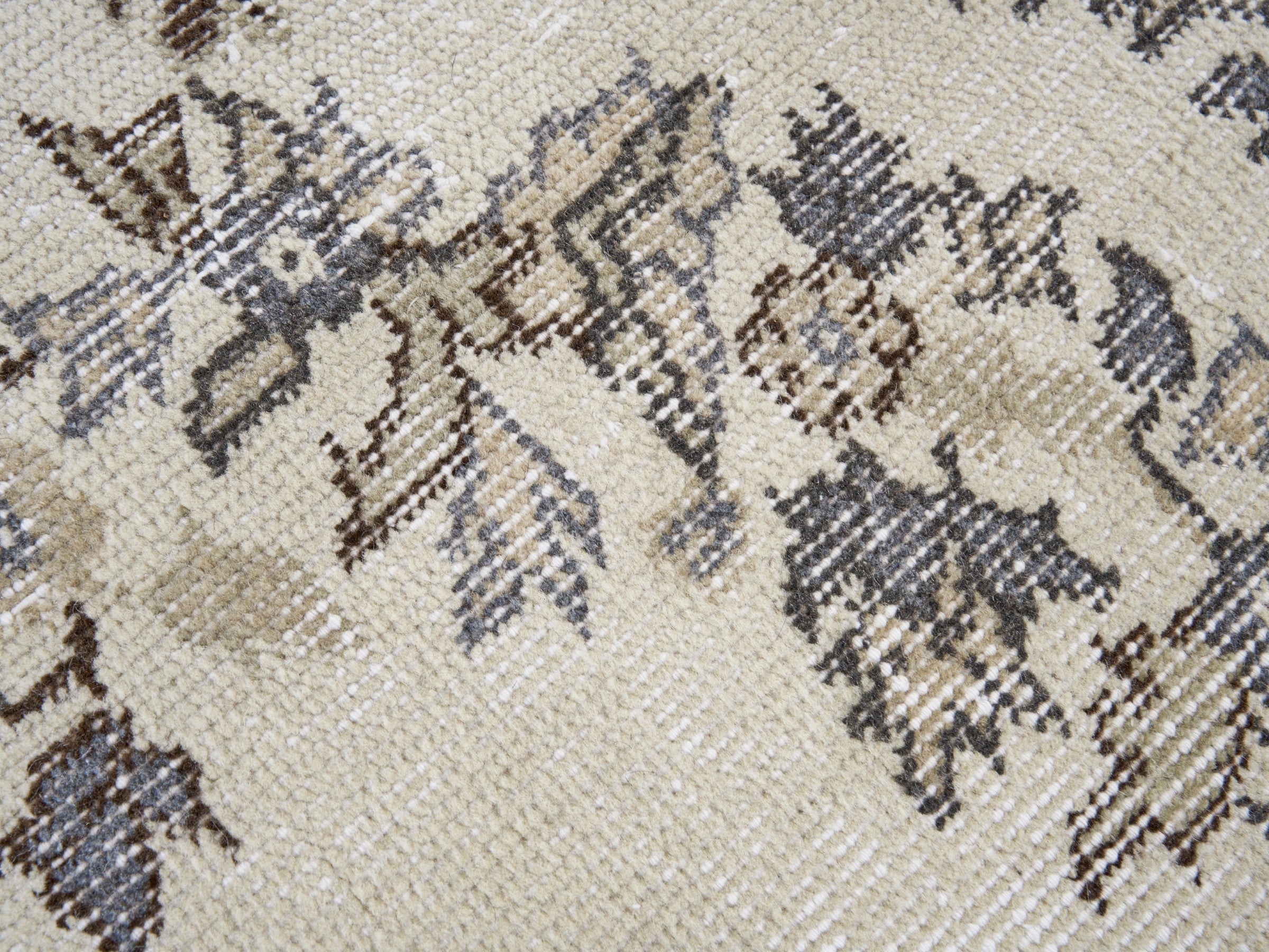 Turkish Isparta area rug in ivory and charcoal, view 7 of 10