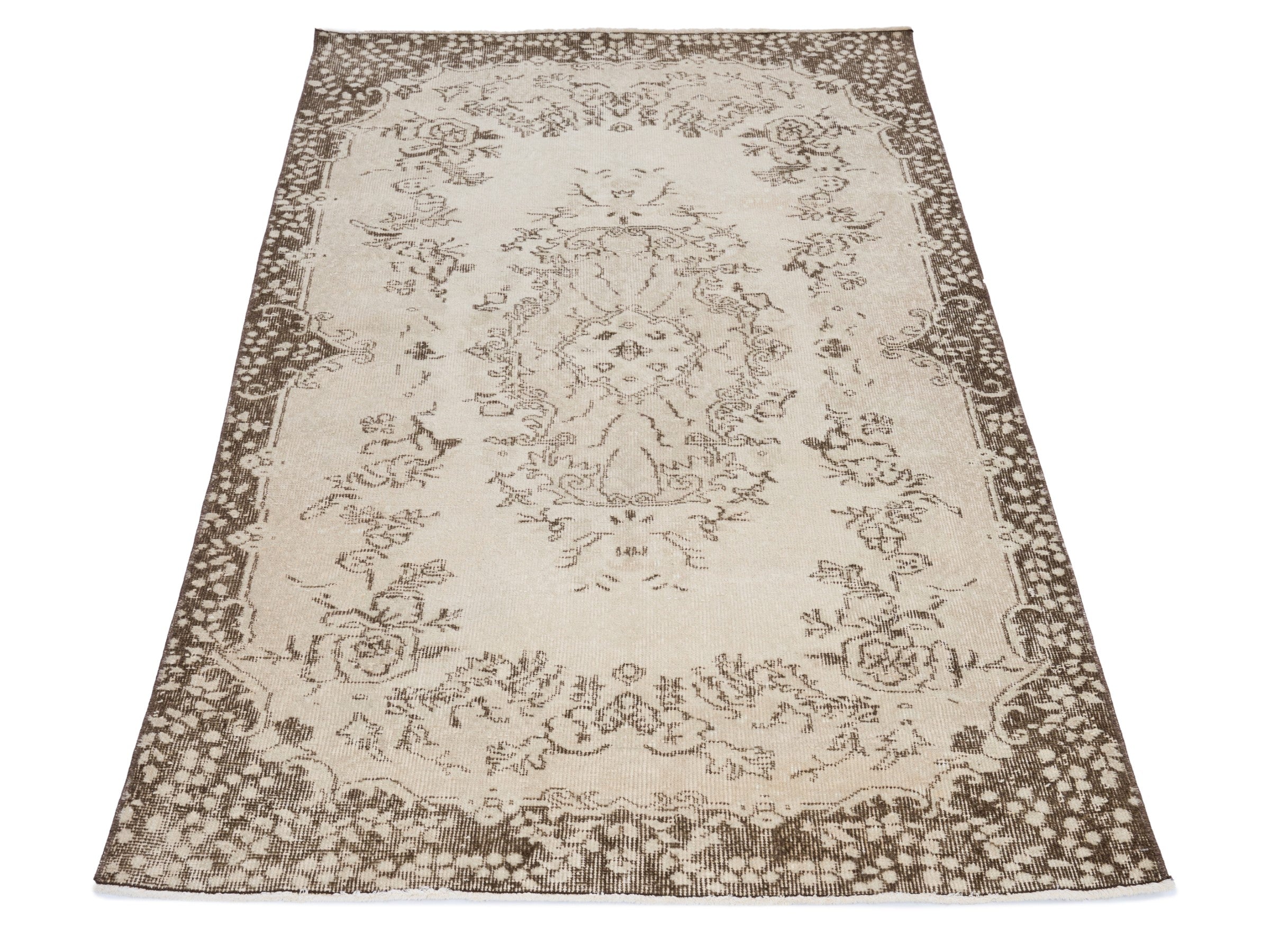 Turkish Isparta area rug in cream and smoke, view 2 of 10