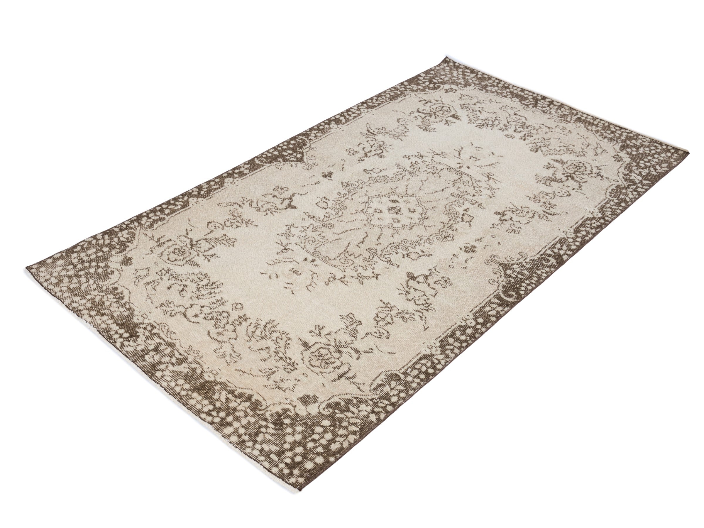 Turkish Isparta area rug in cream and smoke, view 3 of 10