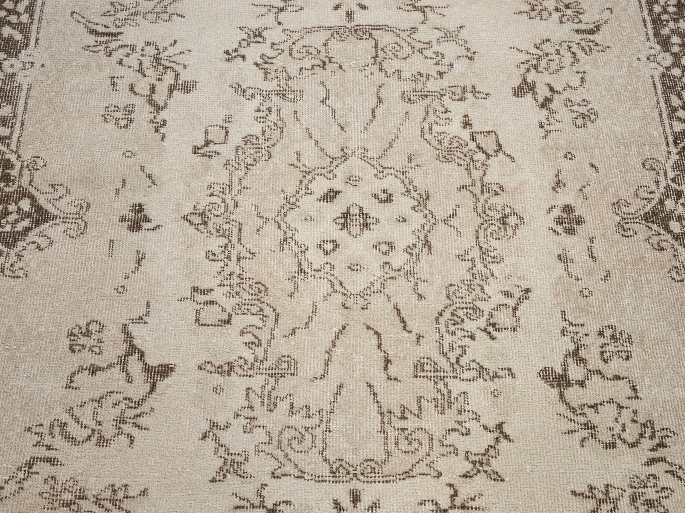 Turkish Isparta area rug in cream and smoke, view 4 of 10
