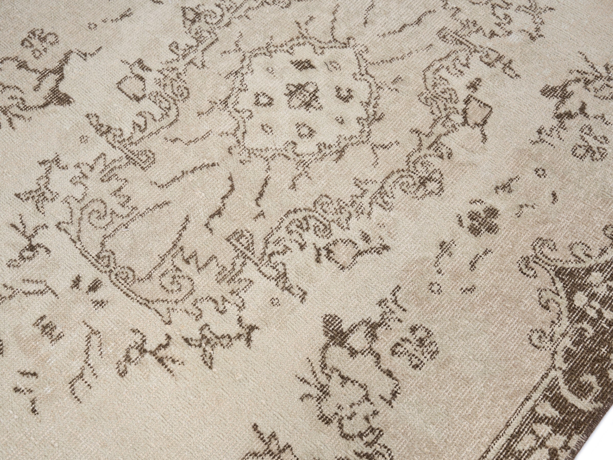 Turkish Isparta area rug in cream and smoke, view 5 of 10