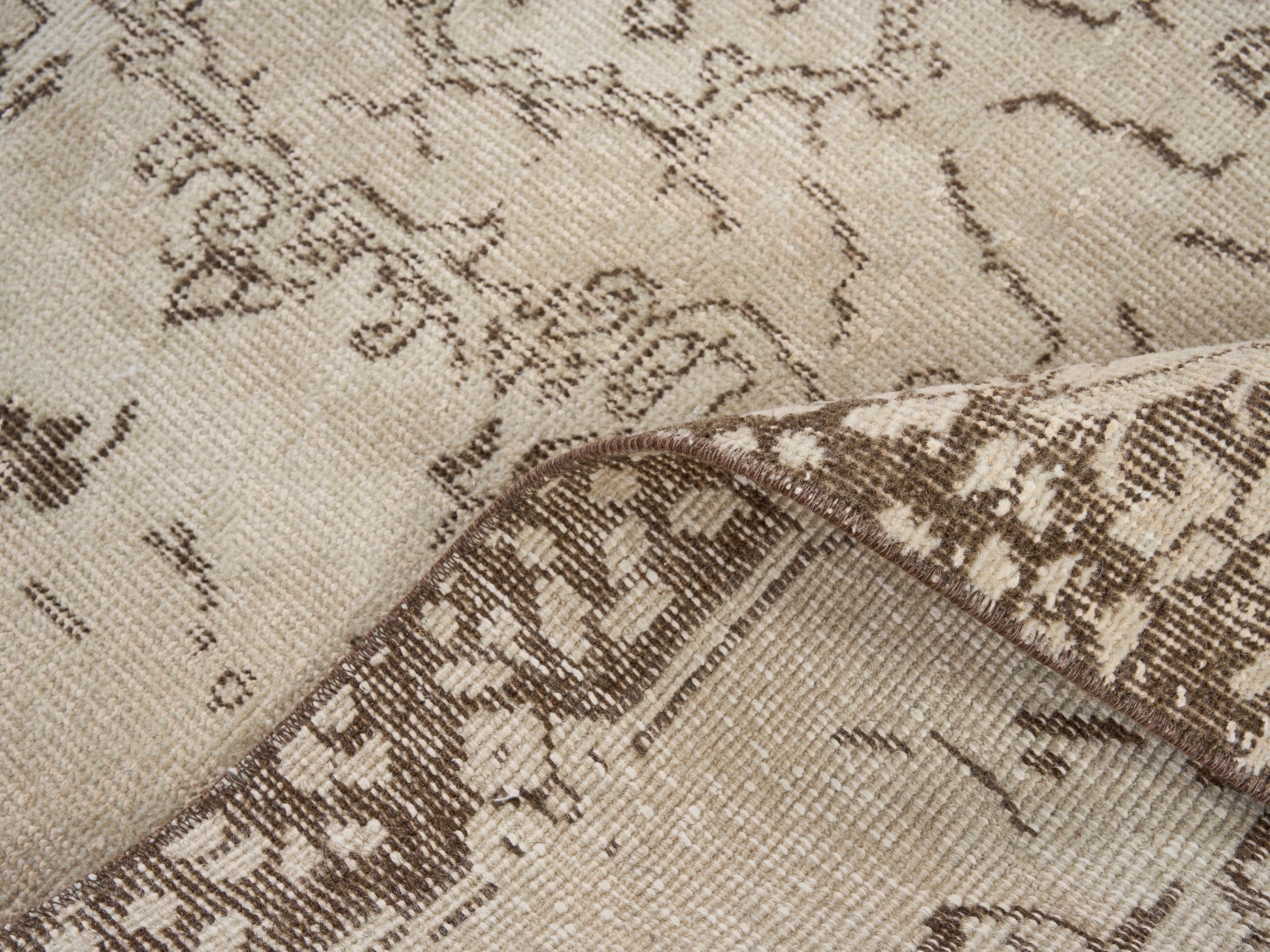 Turkish Isparta area rug in cream and smoke, view 9 of 10