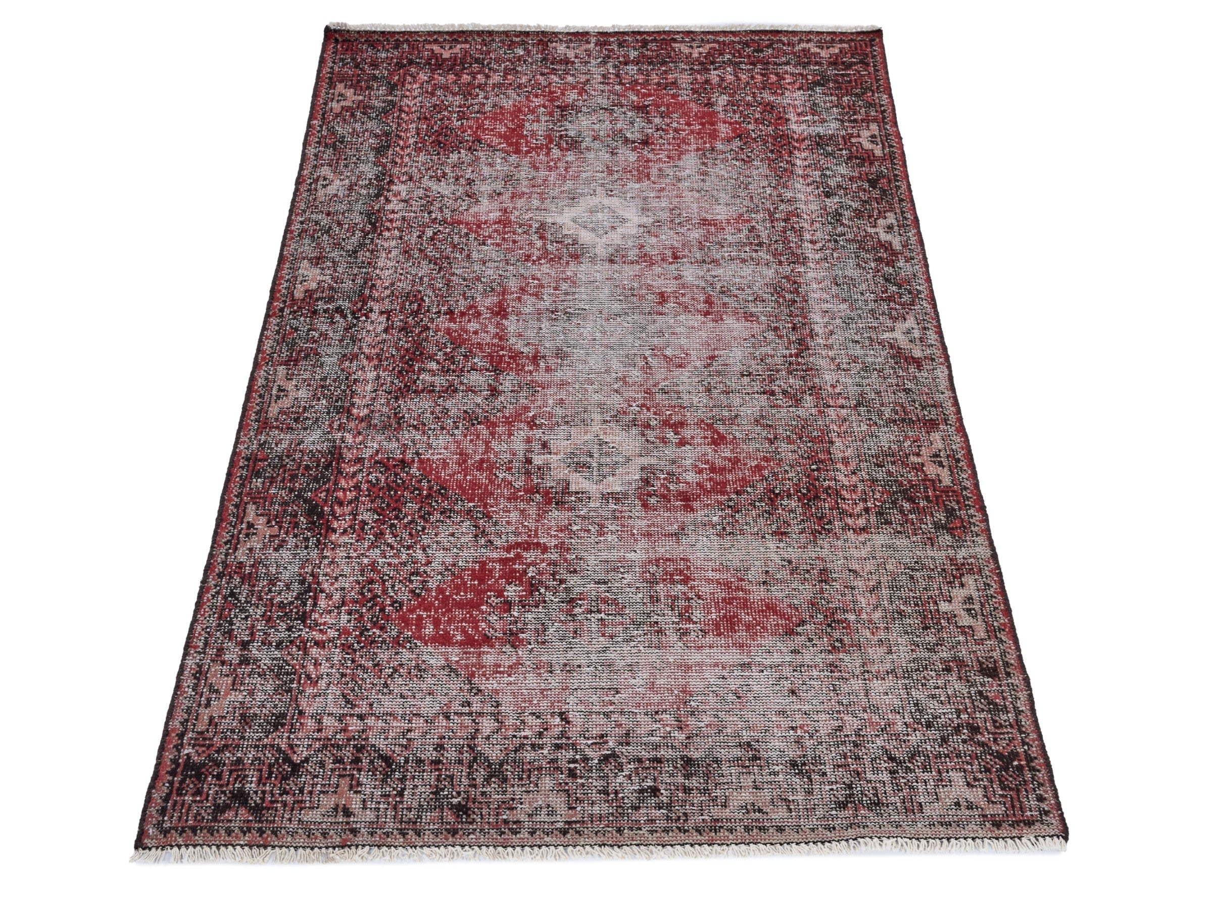 Persian Ferdos accent rug in faded red and greige, view 2 of 9