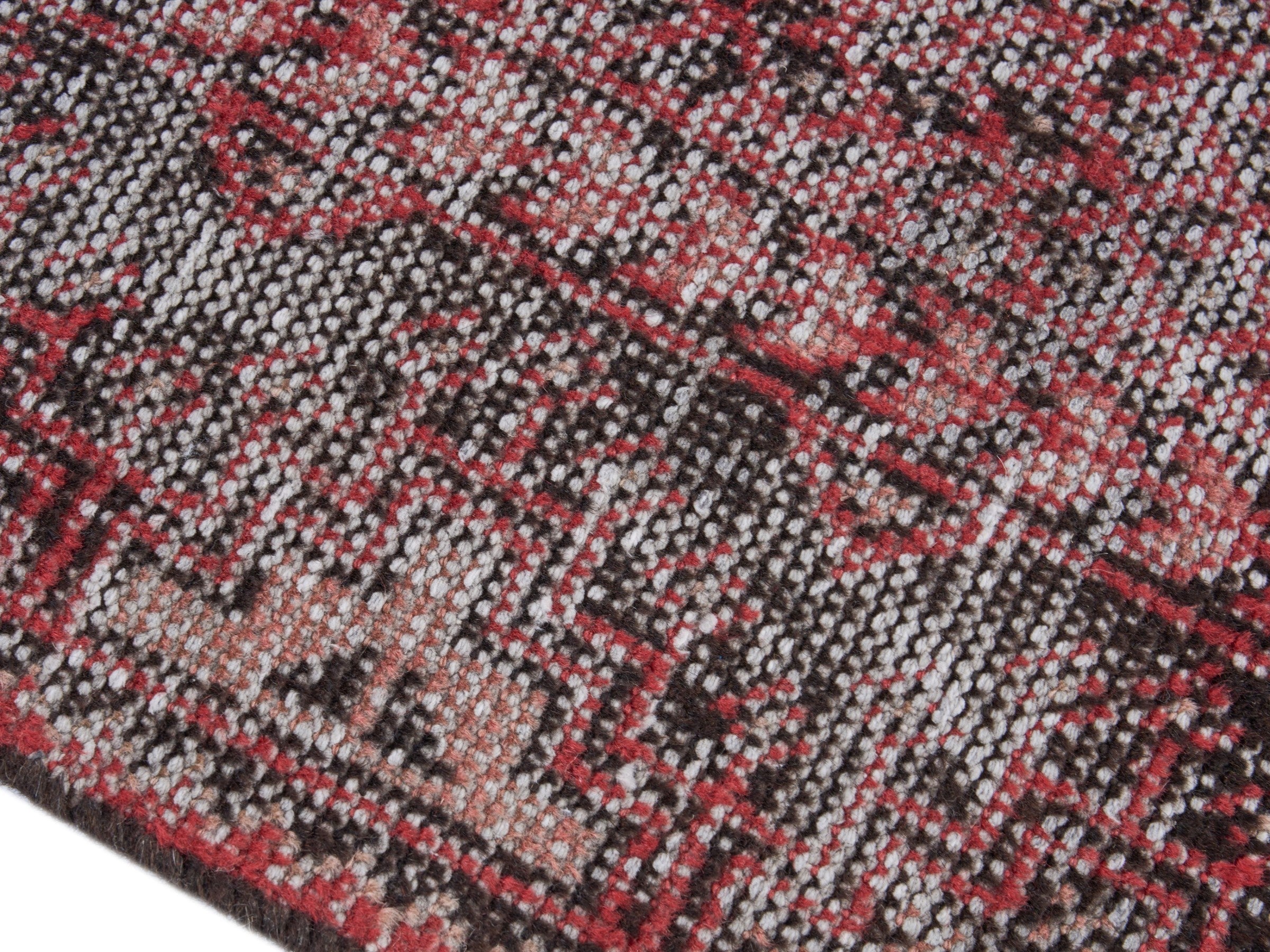 Persian Ferdos accent rug in faded red and greige, view 5 of 9