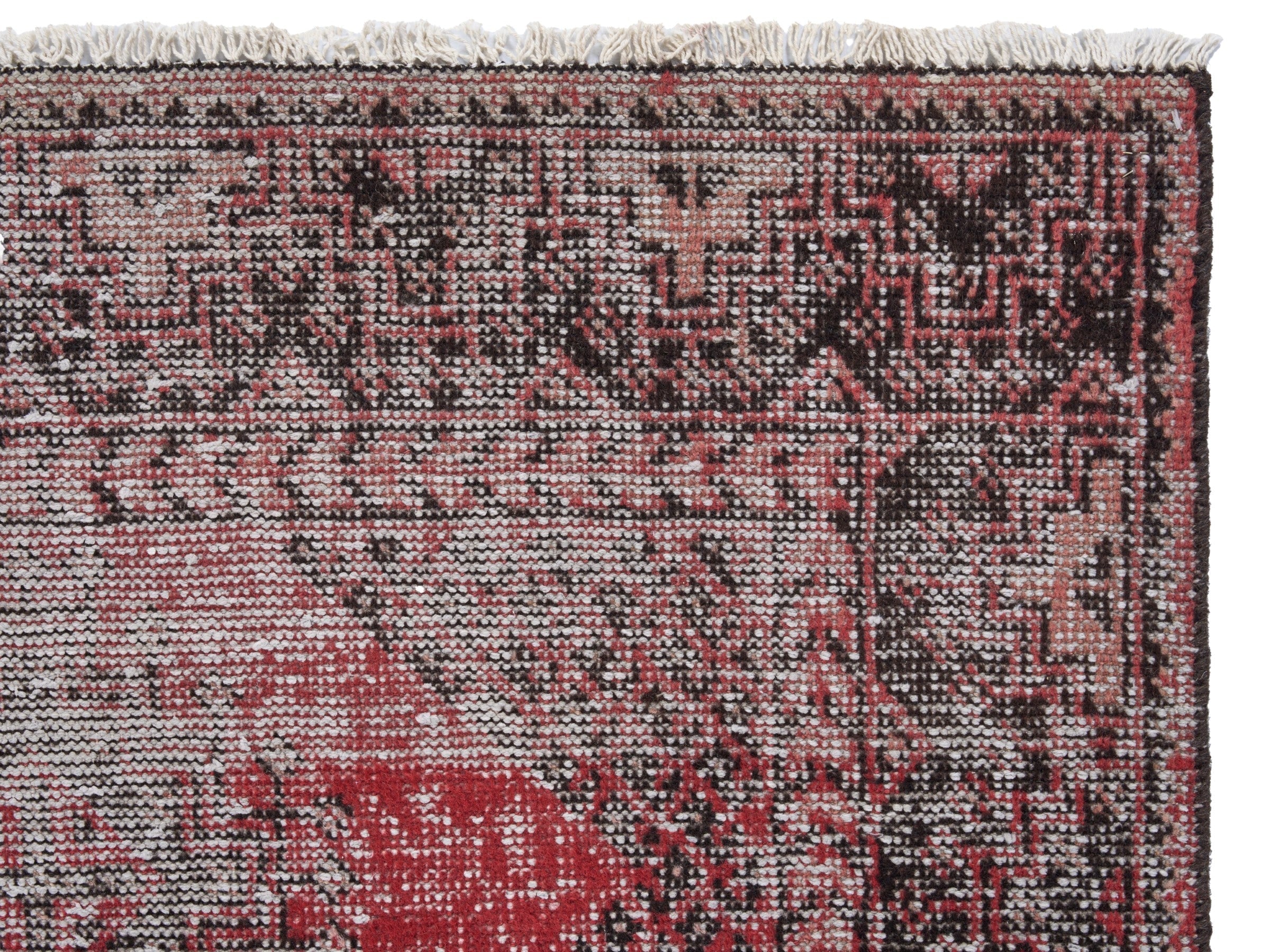 Persian Ferdos accent rug in faded red and greige, view 7 of 9