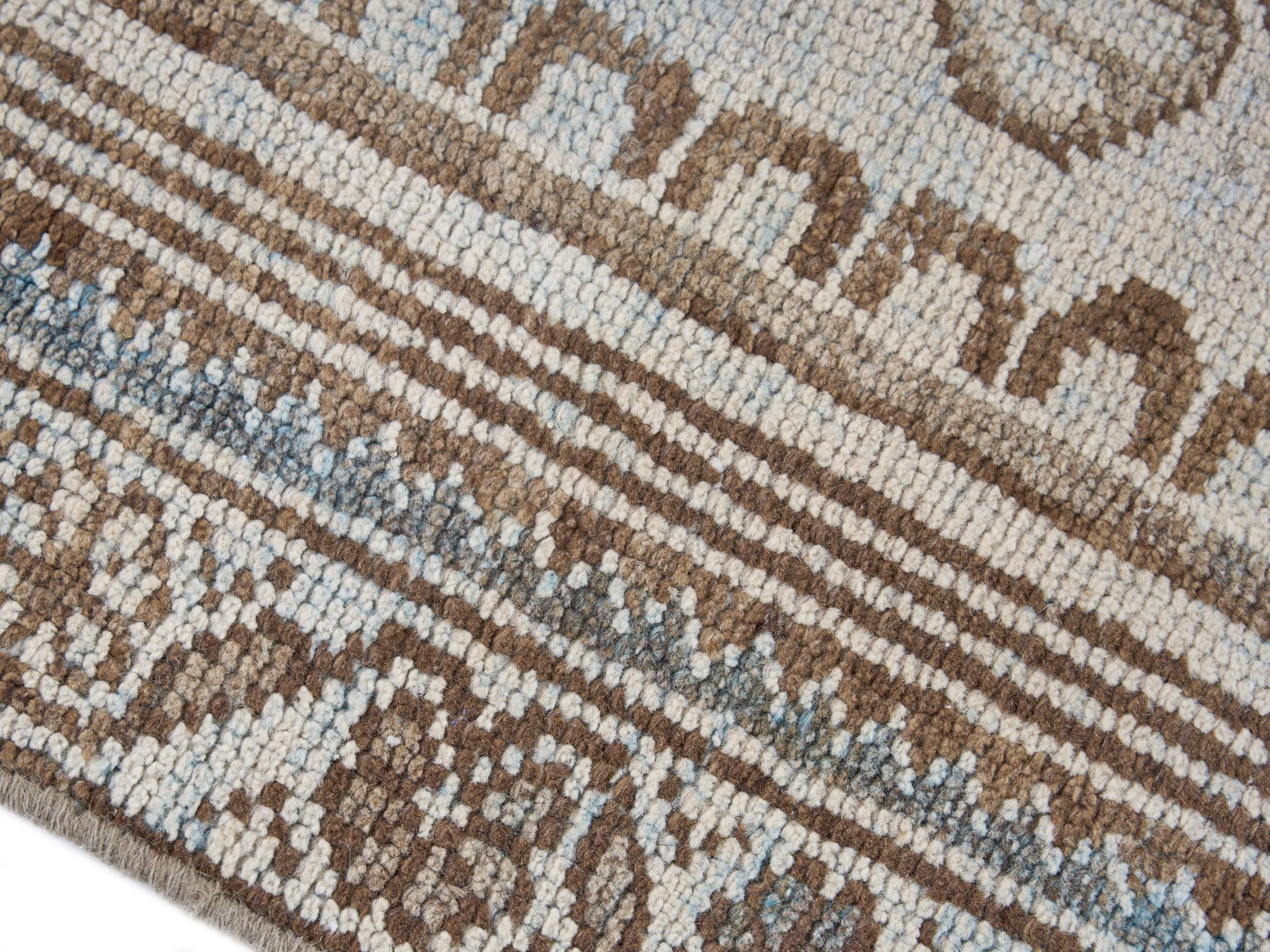 Persian Zanjan accent rug in powder blue and terracotta, view 6 of 10