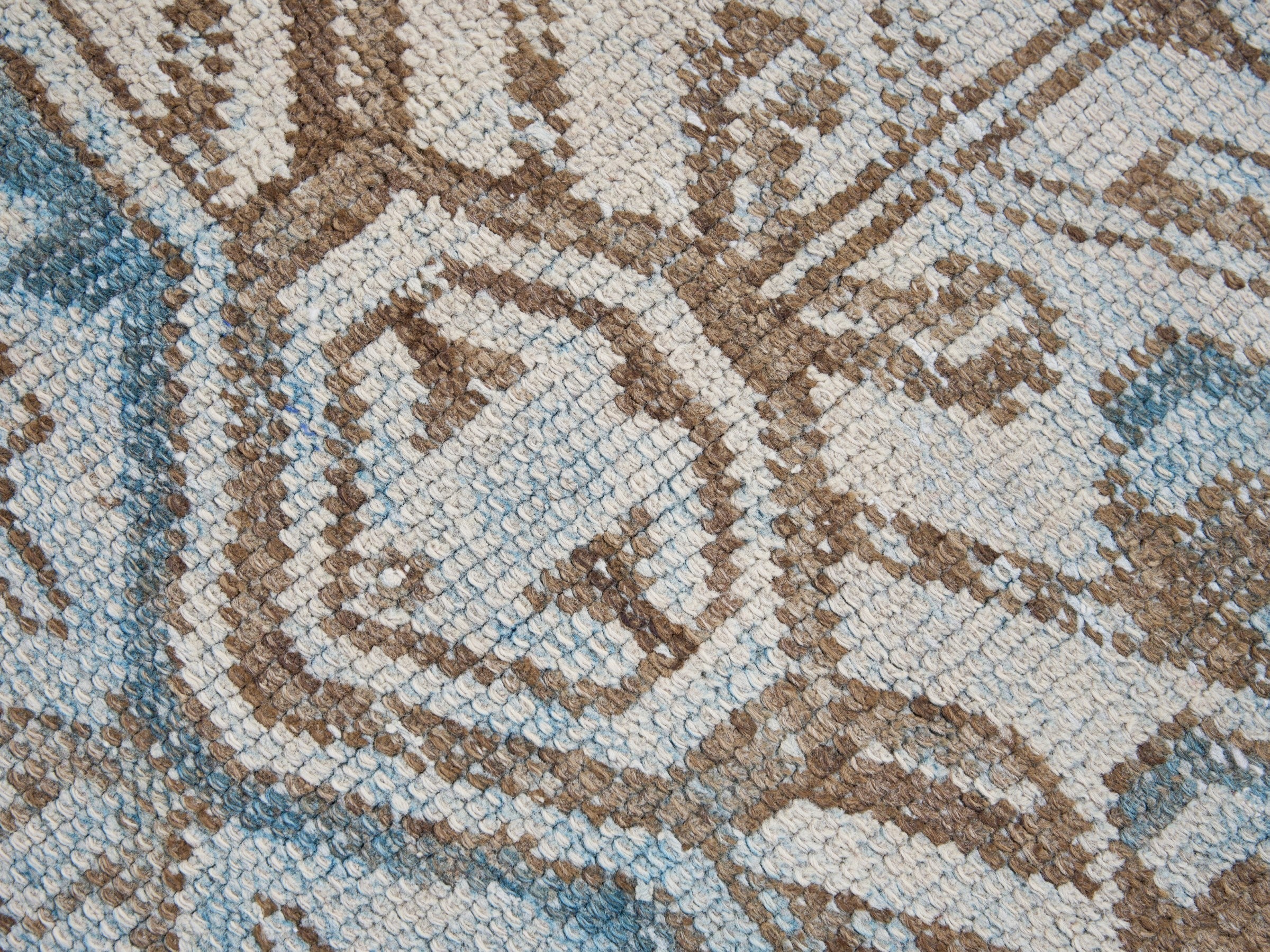 Persian Zanjan accent rug in powder blue and terracotta, view 7 of 10