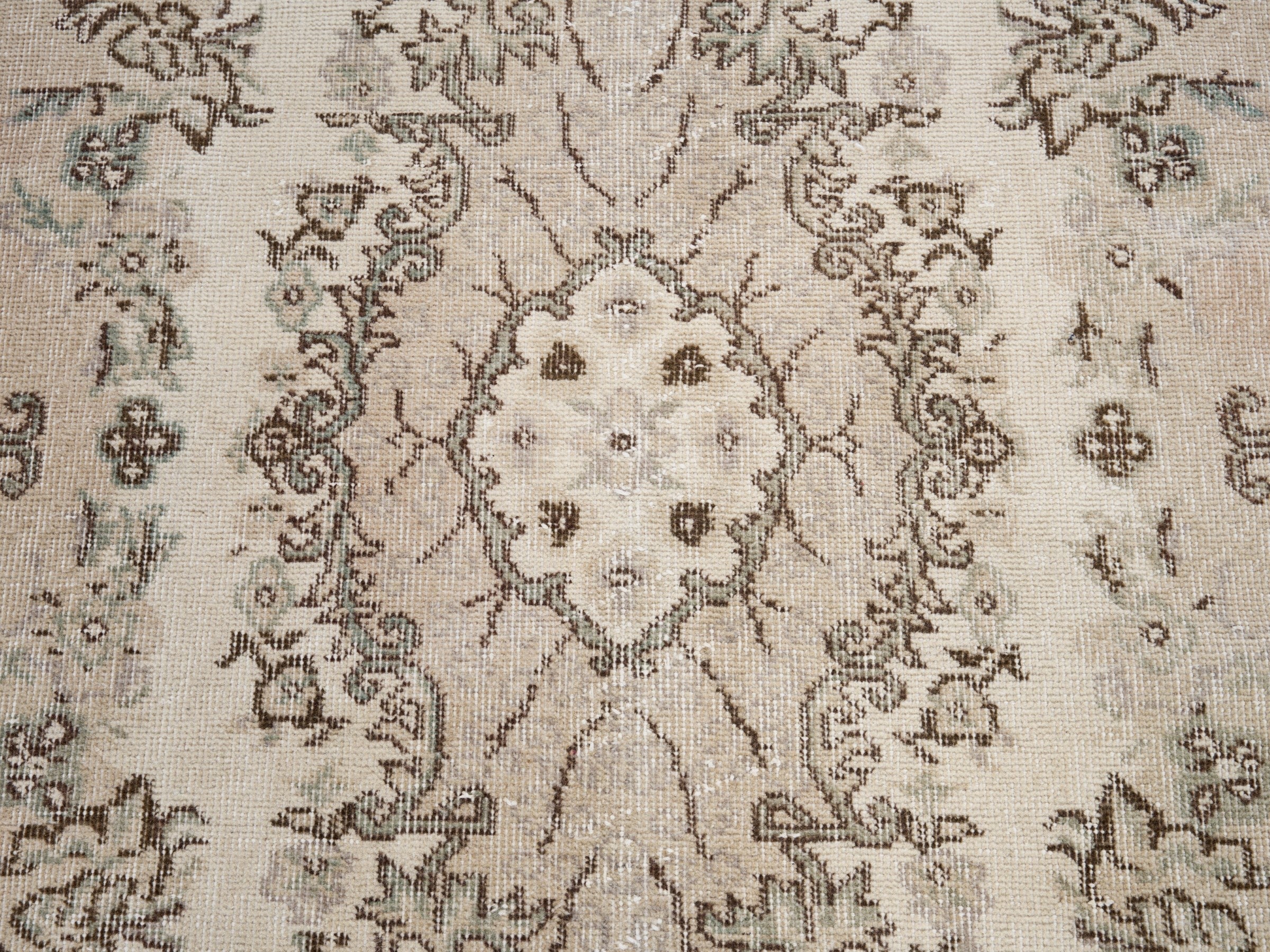 Turkish Isparta area rug in cream and greige, view 4 of 10