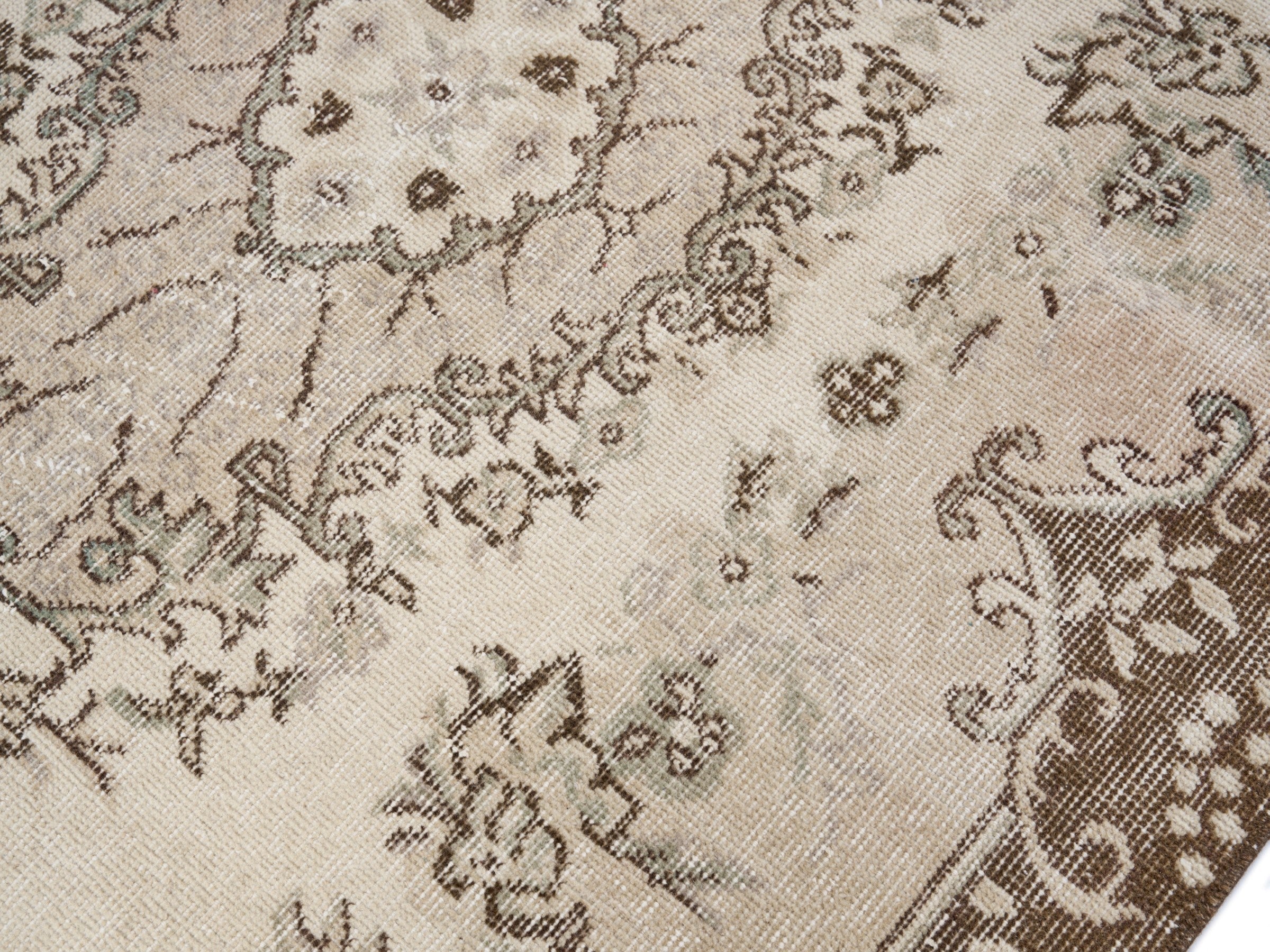 Turkish Isparta area rug in cream and greige, view 5 of 10