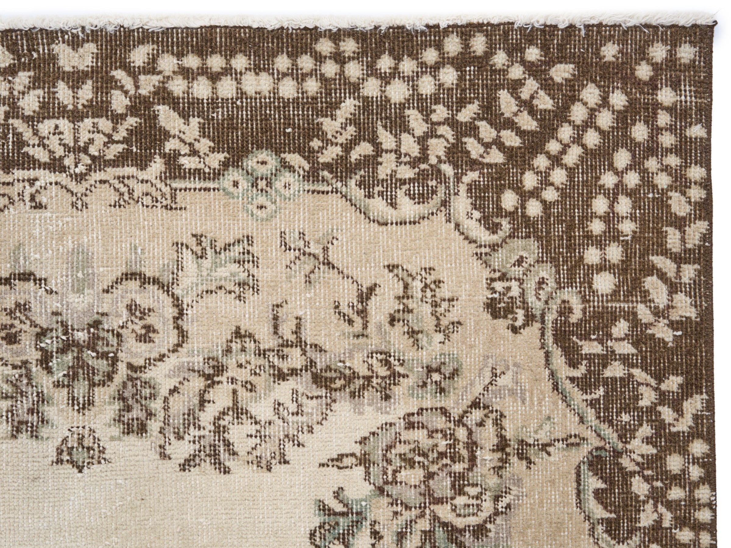 Turkish Isparta area rug in cream and greige, view 8 of 10