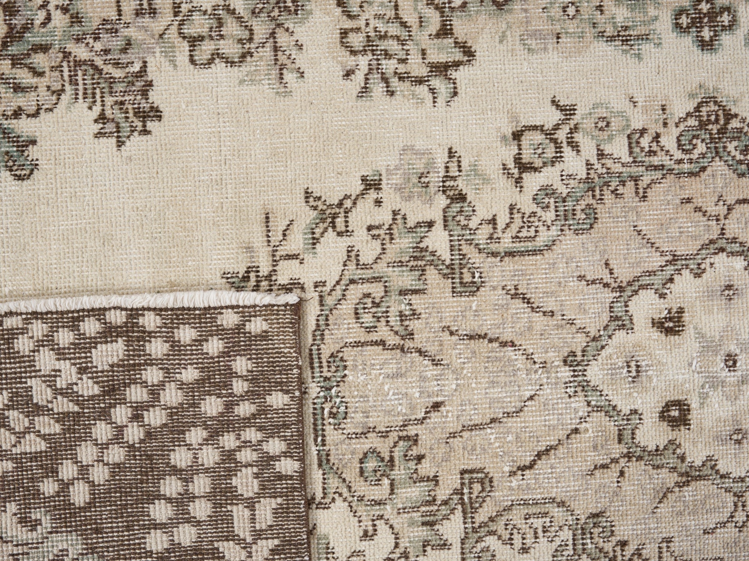 Turkish Isparta area rug in cream and greige, view 10 of 10