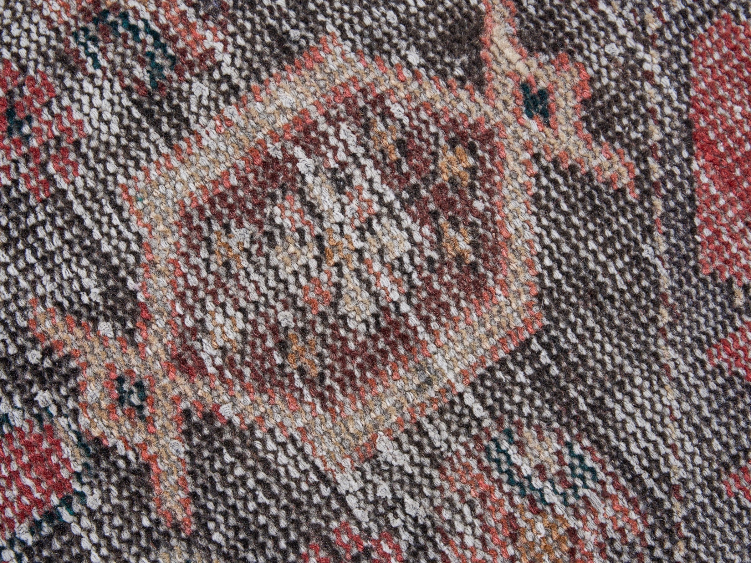 Persian Saveh runner rug in faded red and charcoal, view 7 of 10