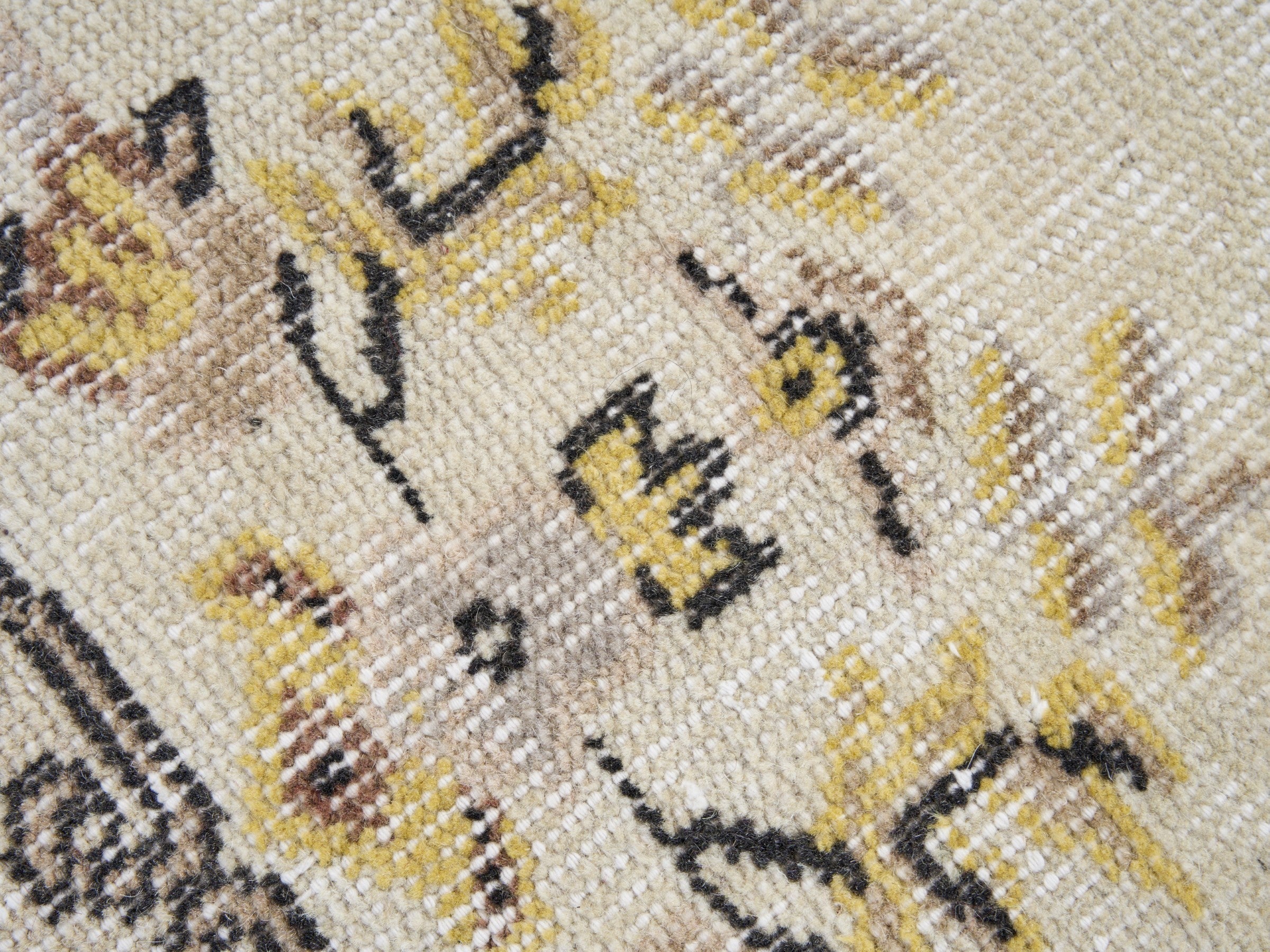 Turkish Isparta area rug in cream and dark brown, view 7 of 10