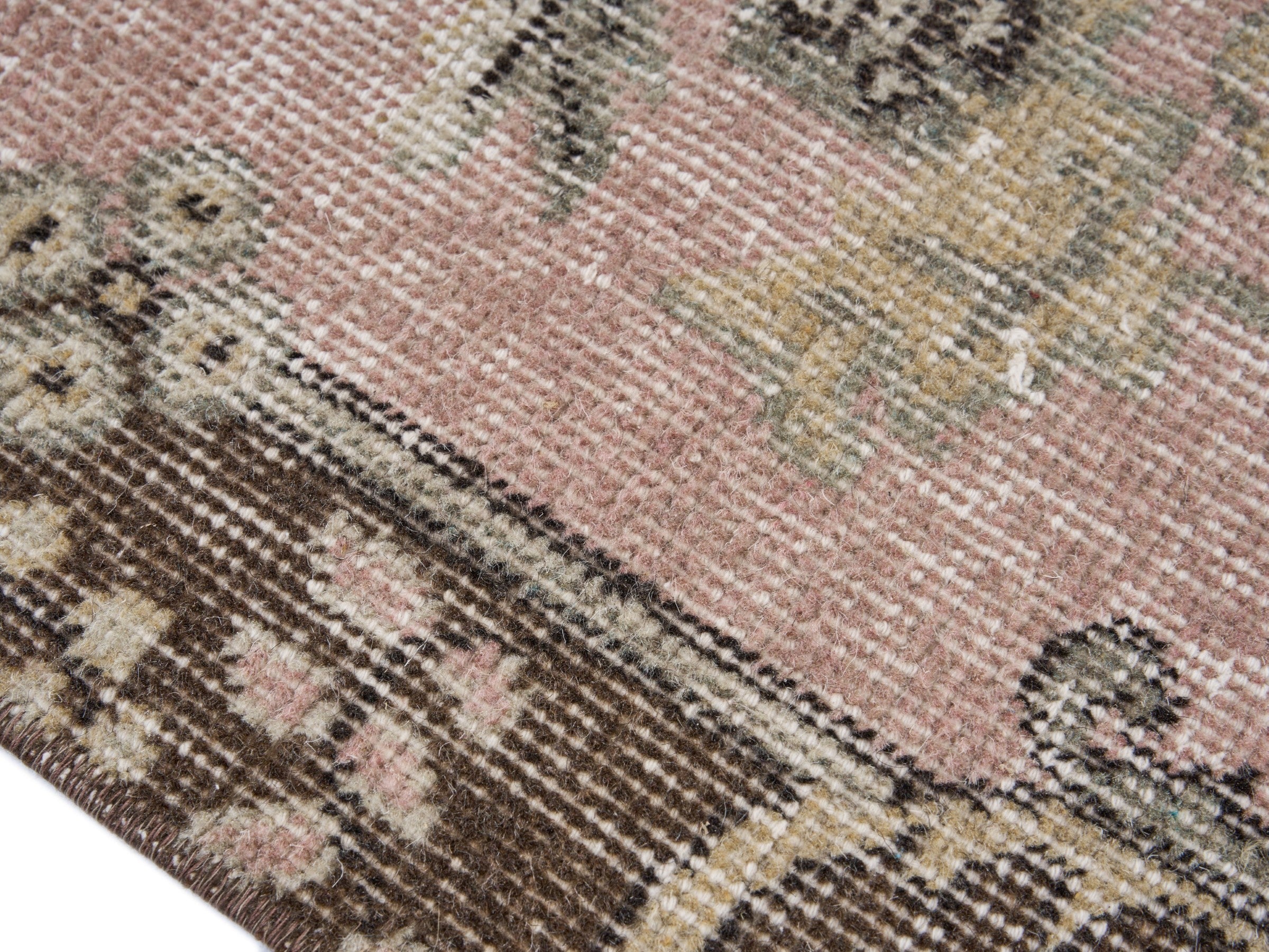 Turkish Isparta area rug in cream and dark brown, view 6 of 10