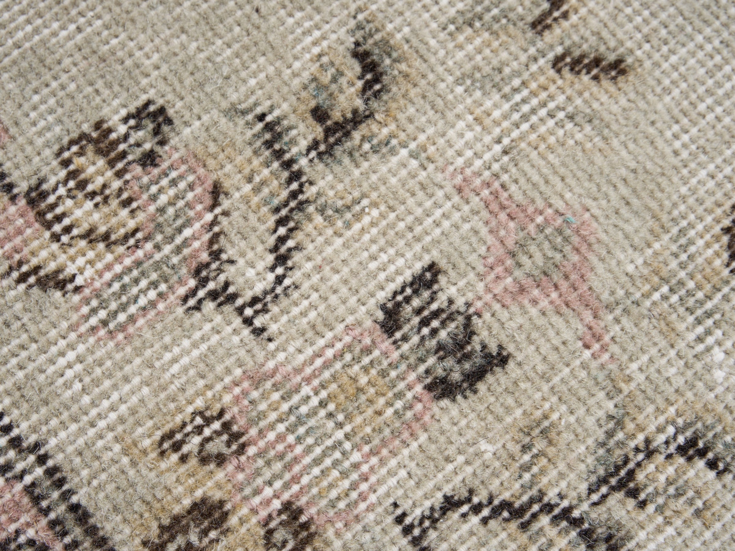 Turkish Isparta area rug in cream and dark brown, view 7 of 10