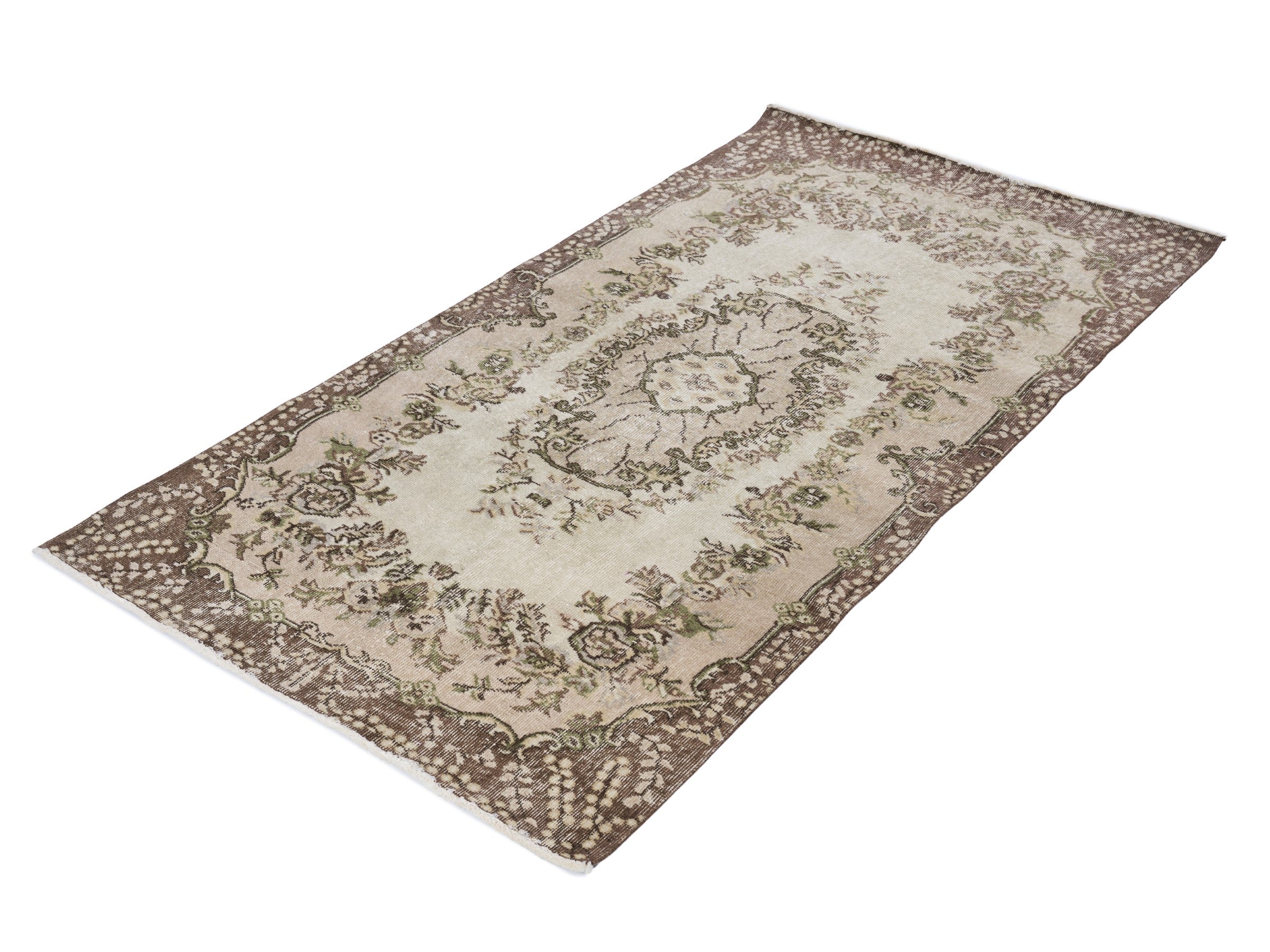Turkish Isparta area rug in cream and greige, view 3 of 10