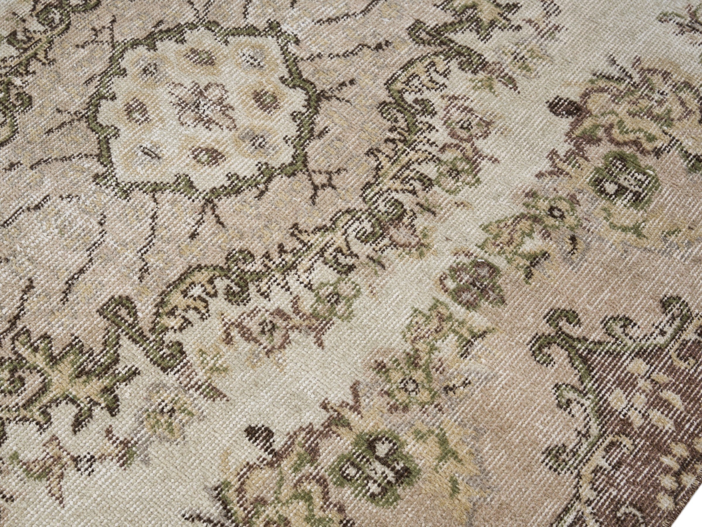 Turkish Isparta area rug in cream and greige, view 5 of 10