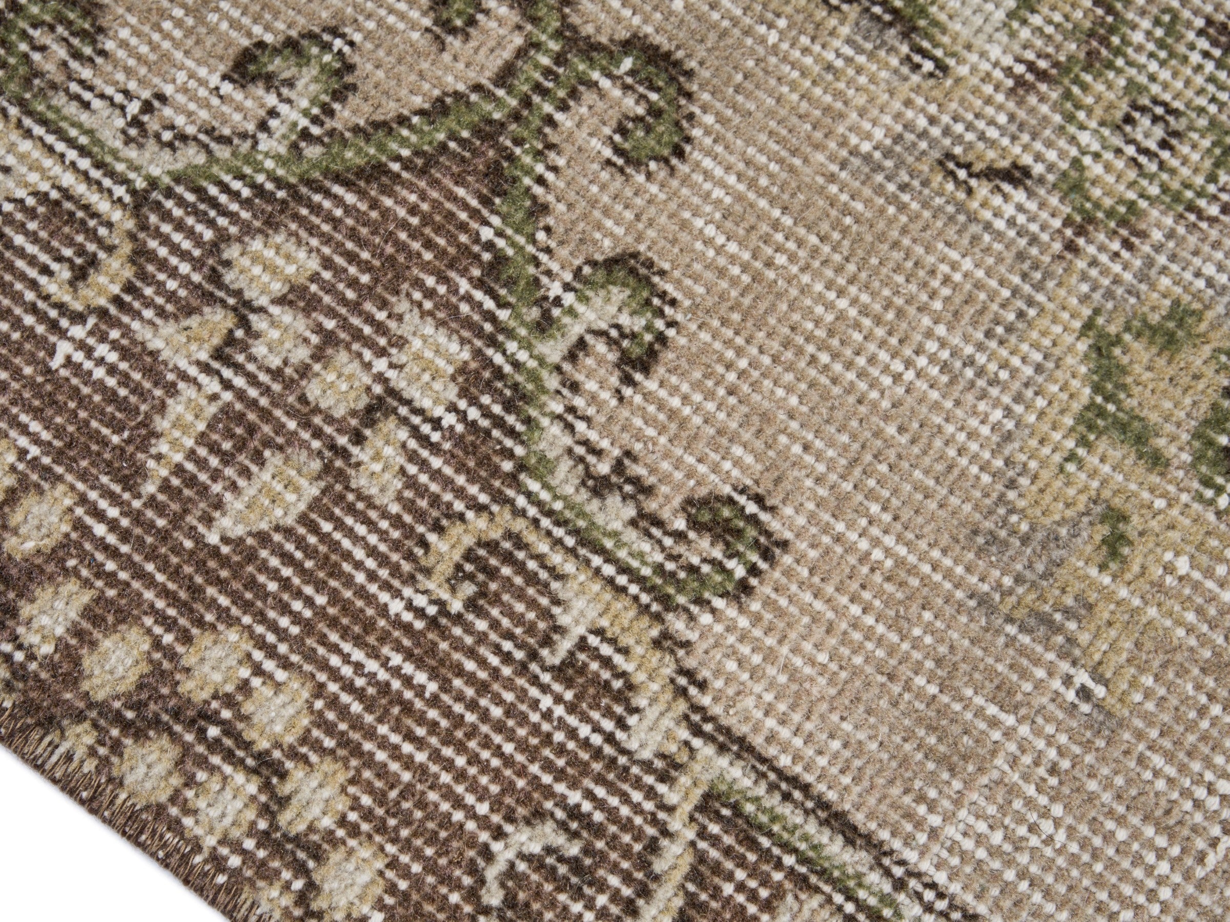 Turkish Isparta area rug in cream and greige, view 6 of 10