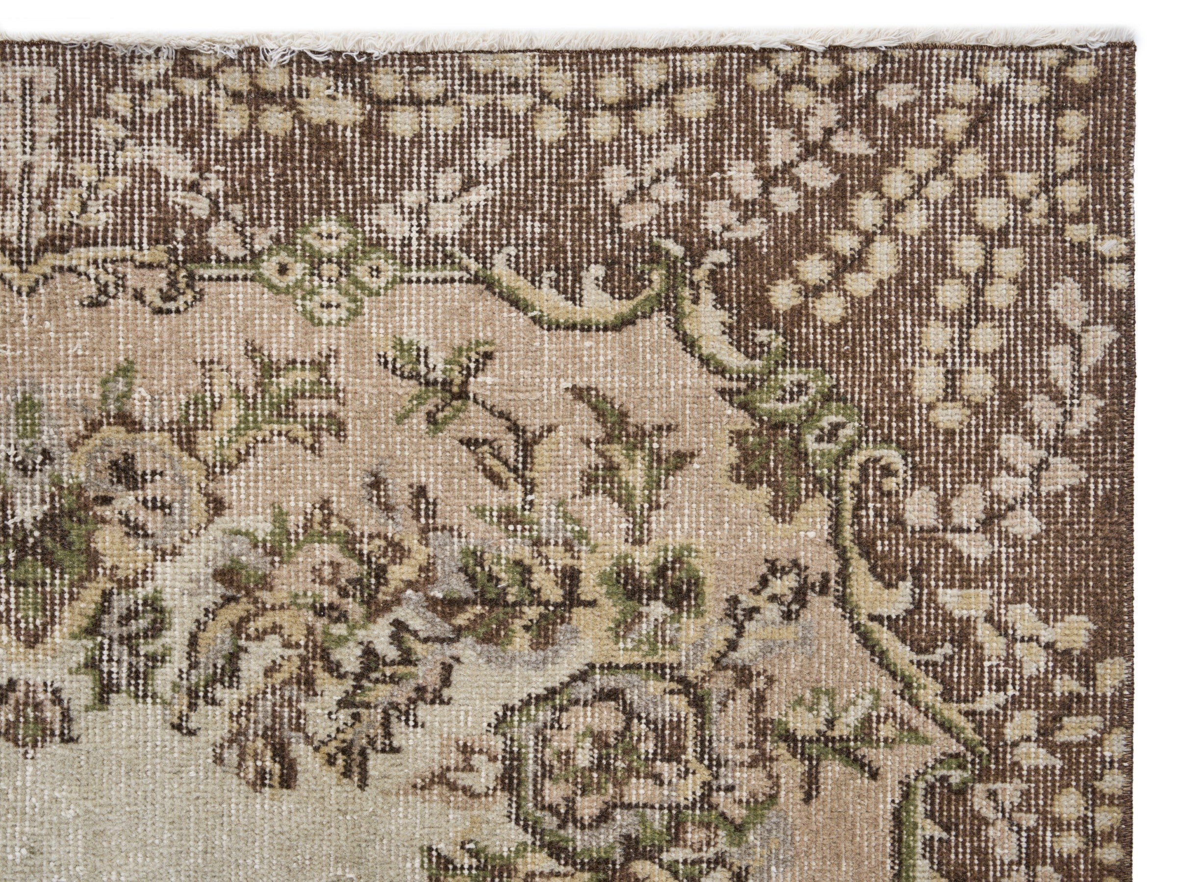 Turkish Isparta area rug in cream and greige, view 8 of 10