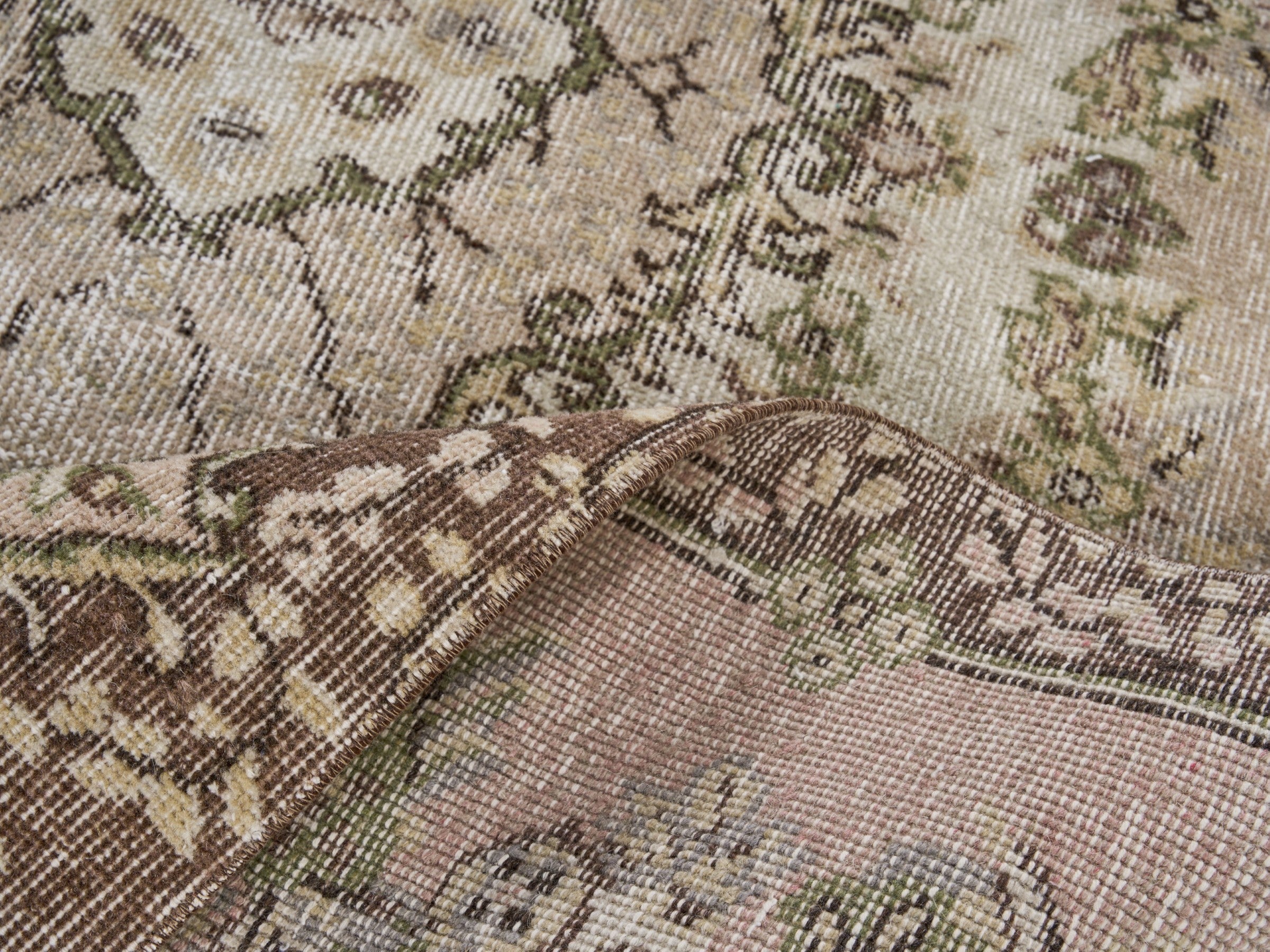 Turkish Isparta area rug in cream and greige, view 9 of 10