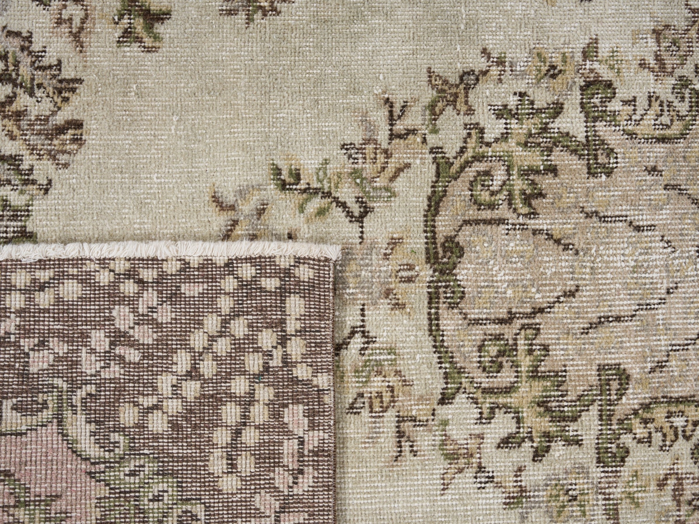 Turkish Isparta area rug in cream and greige, view 10 of 10