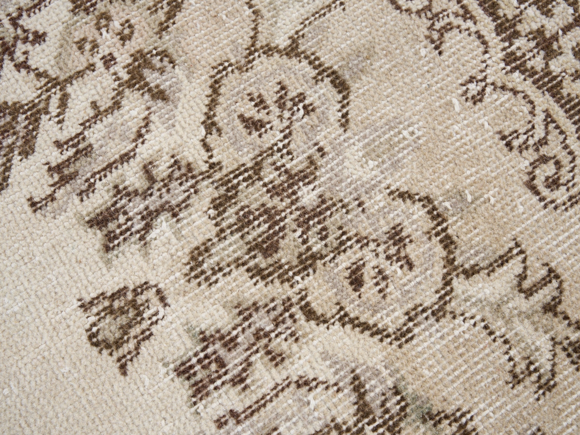 Turkish Isparta area rug in cream and dark brown, view 7 of 10
