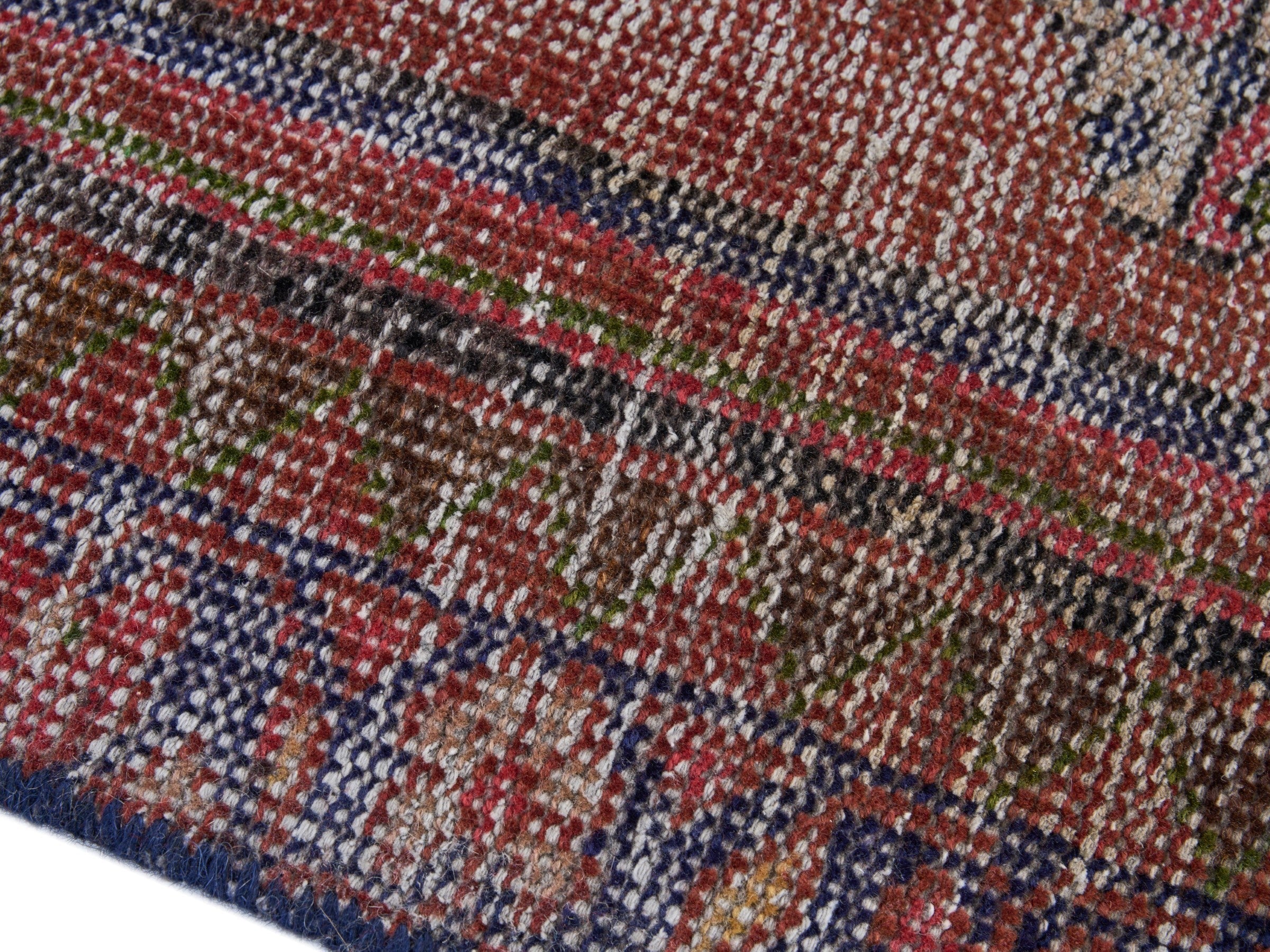 Persian Saveh area rug in burgundy and faded red, view 6 of 10