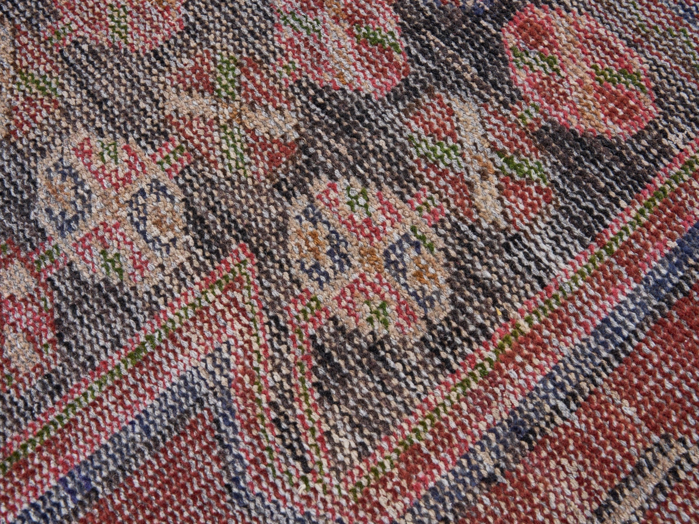 Persian Saveh area rug in burgundy and faded red, view 7 of 10