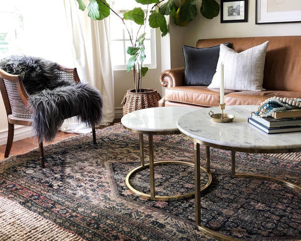 Vintage Persian area rug in a living room