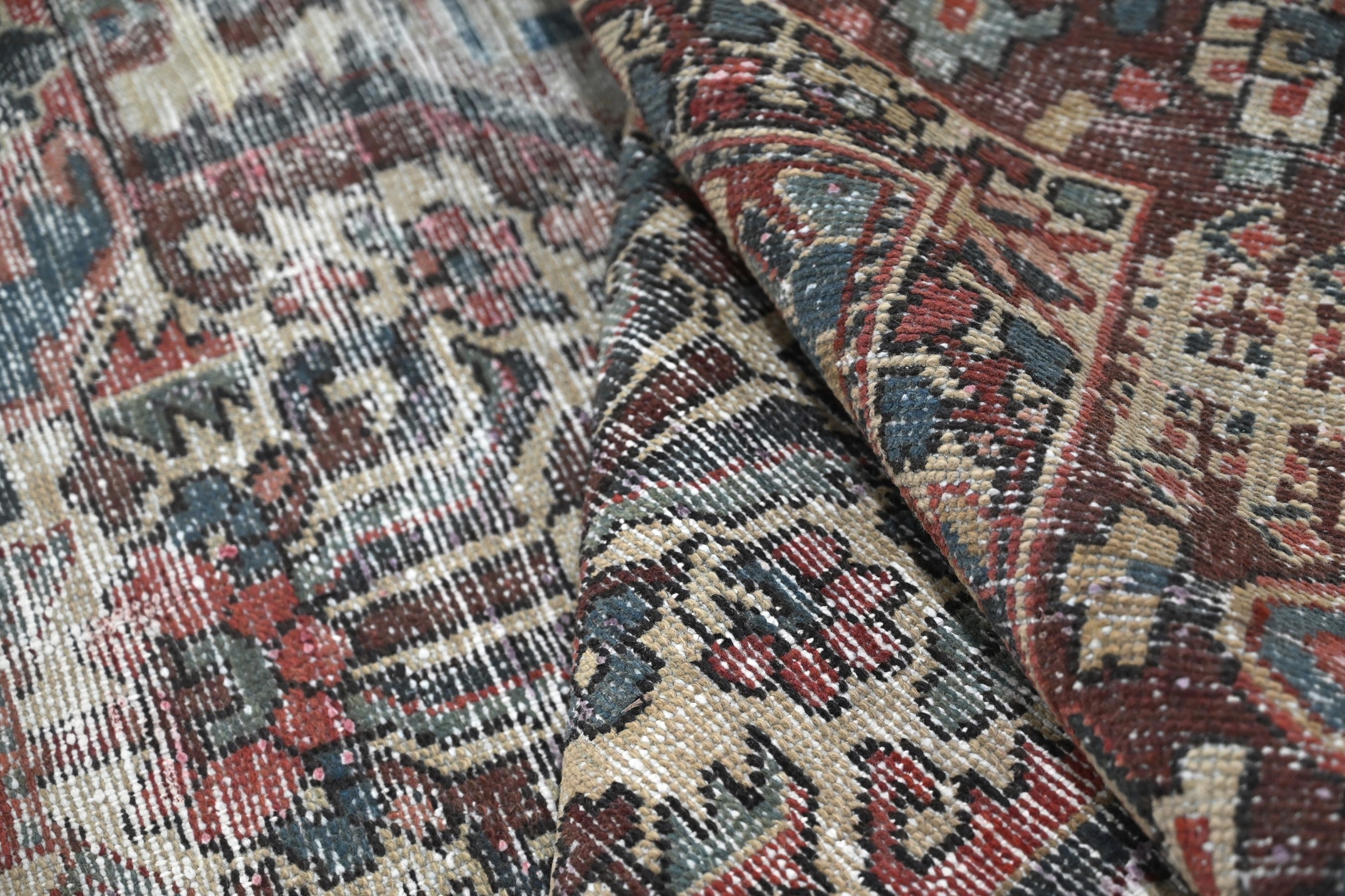 Persian Bakhtiari oversized rug in greige and faded red, view 18 of 22
