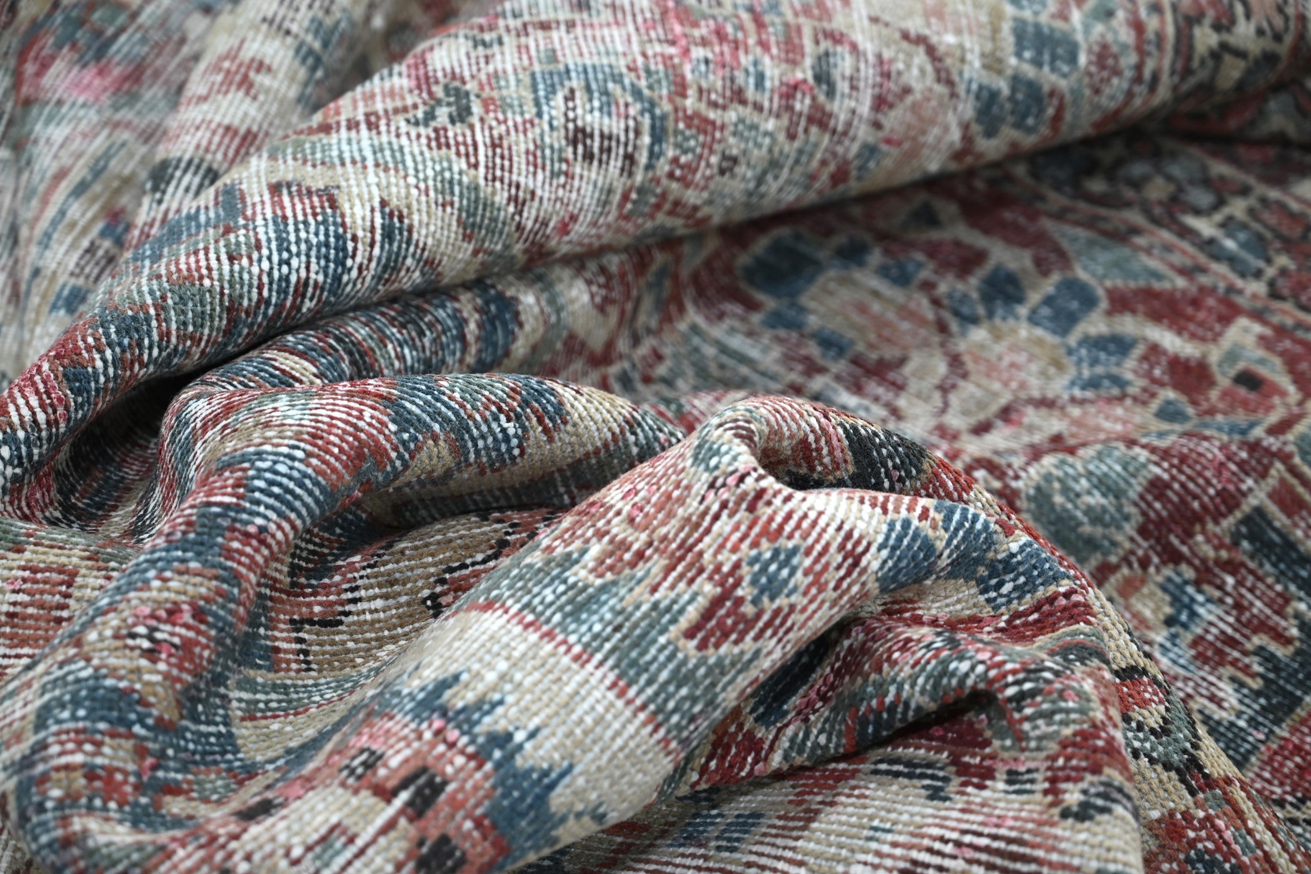 Persian Bakhtiari oversized rug in greige and faded red, view 20 of 22