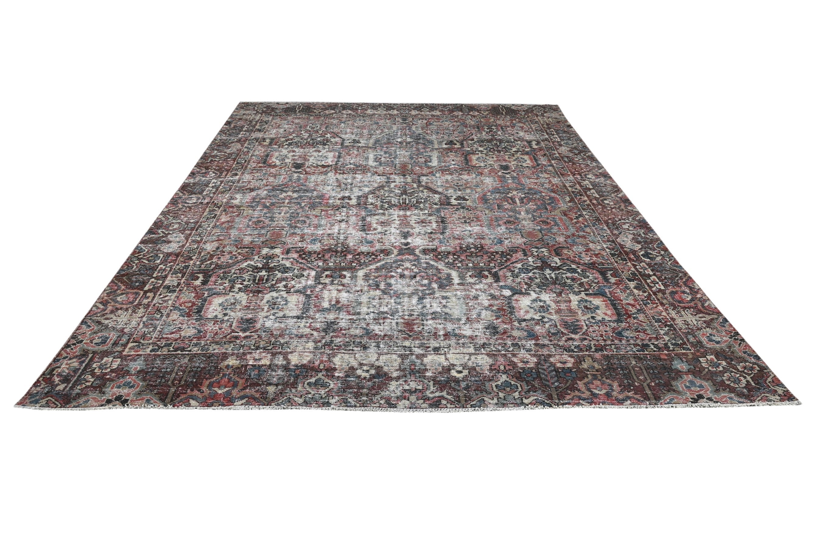 Persian Bakhtiari oversized rug in greige and faded red, view 2 of 22