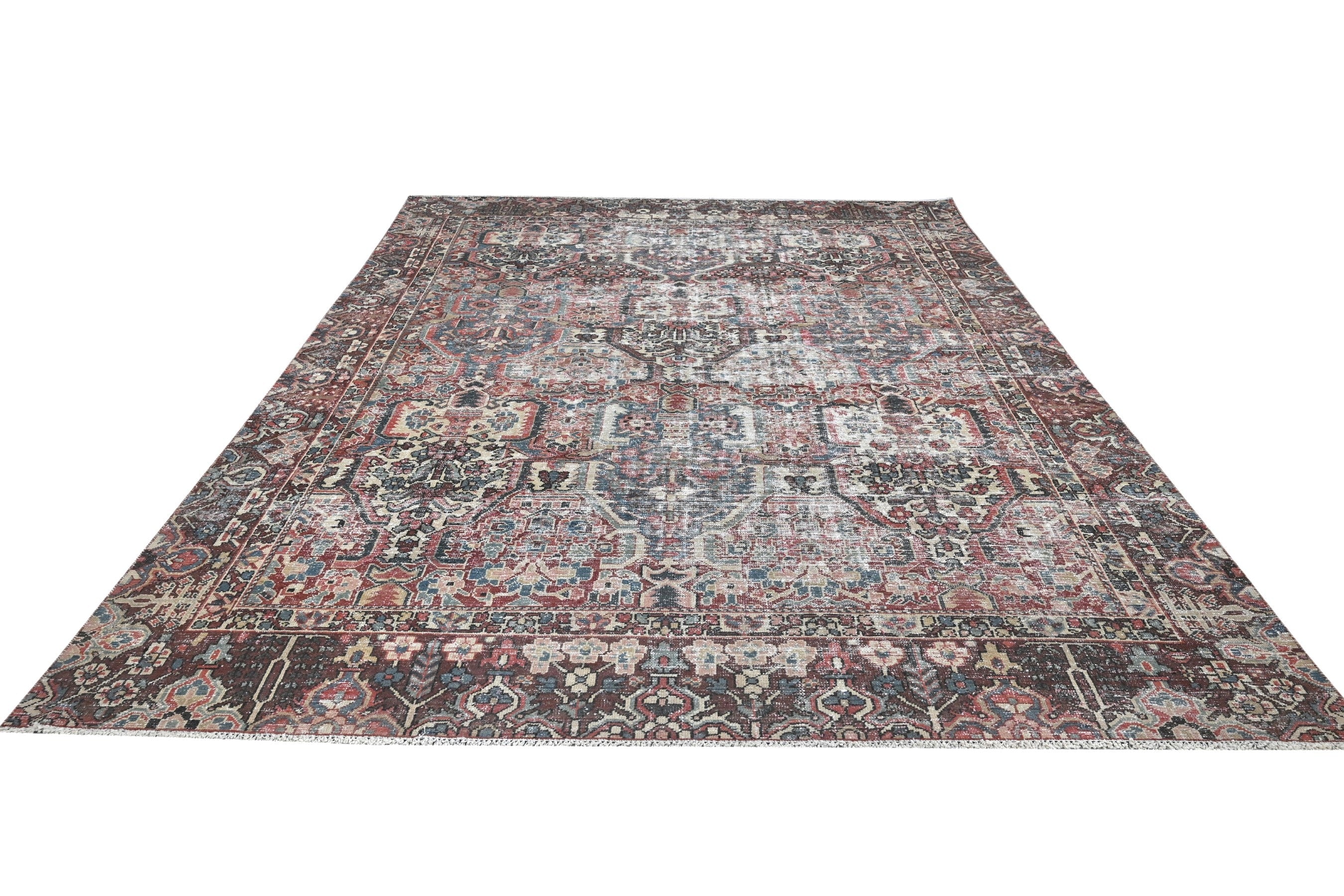 Persian Bakhtiari oversized rug in greige and faded red, view 3 of 22