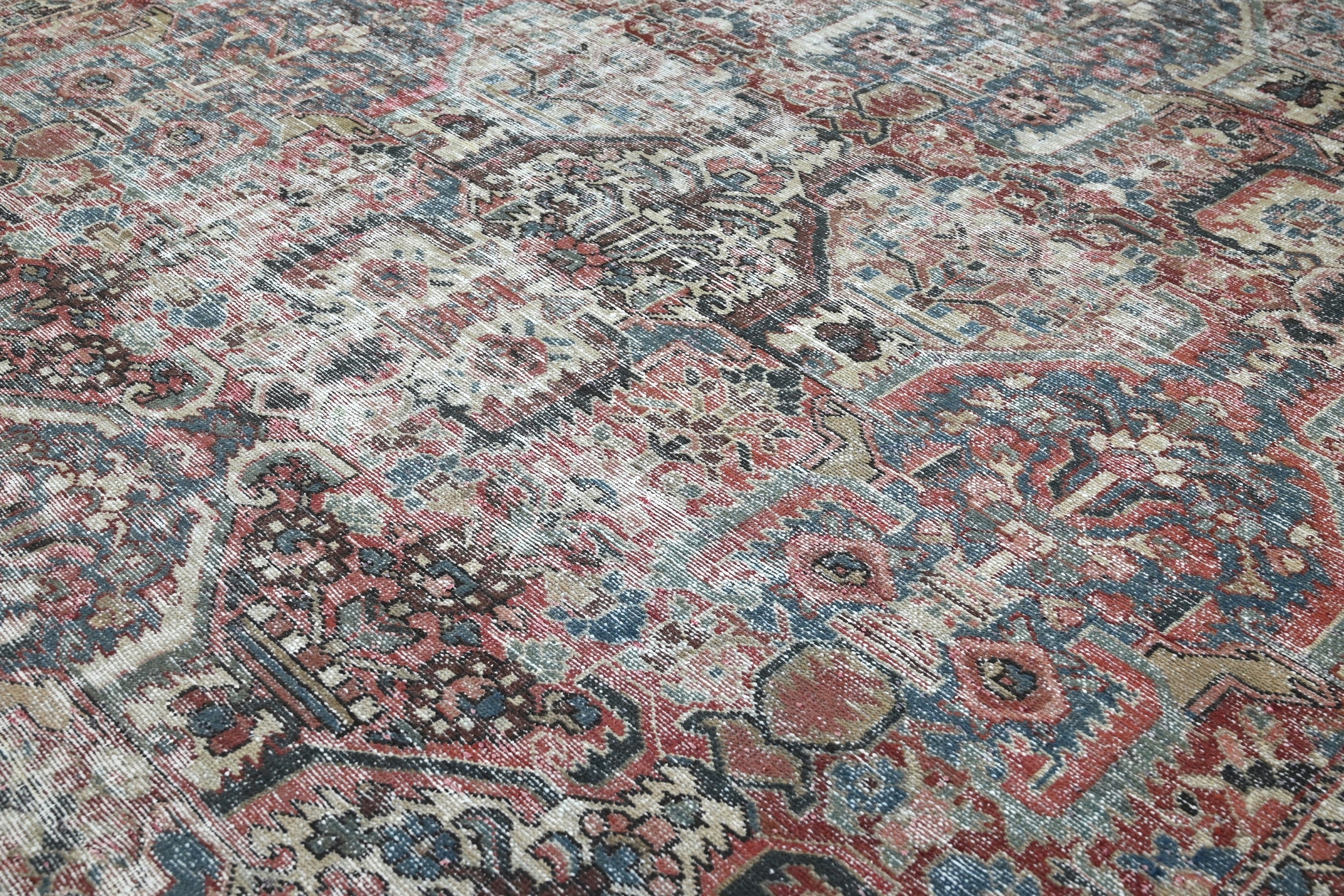 Persian Bakhtiari oversized rug in greige and faded red, view 4 of 22