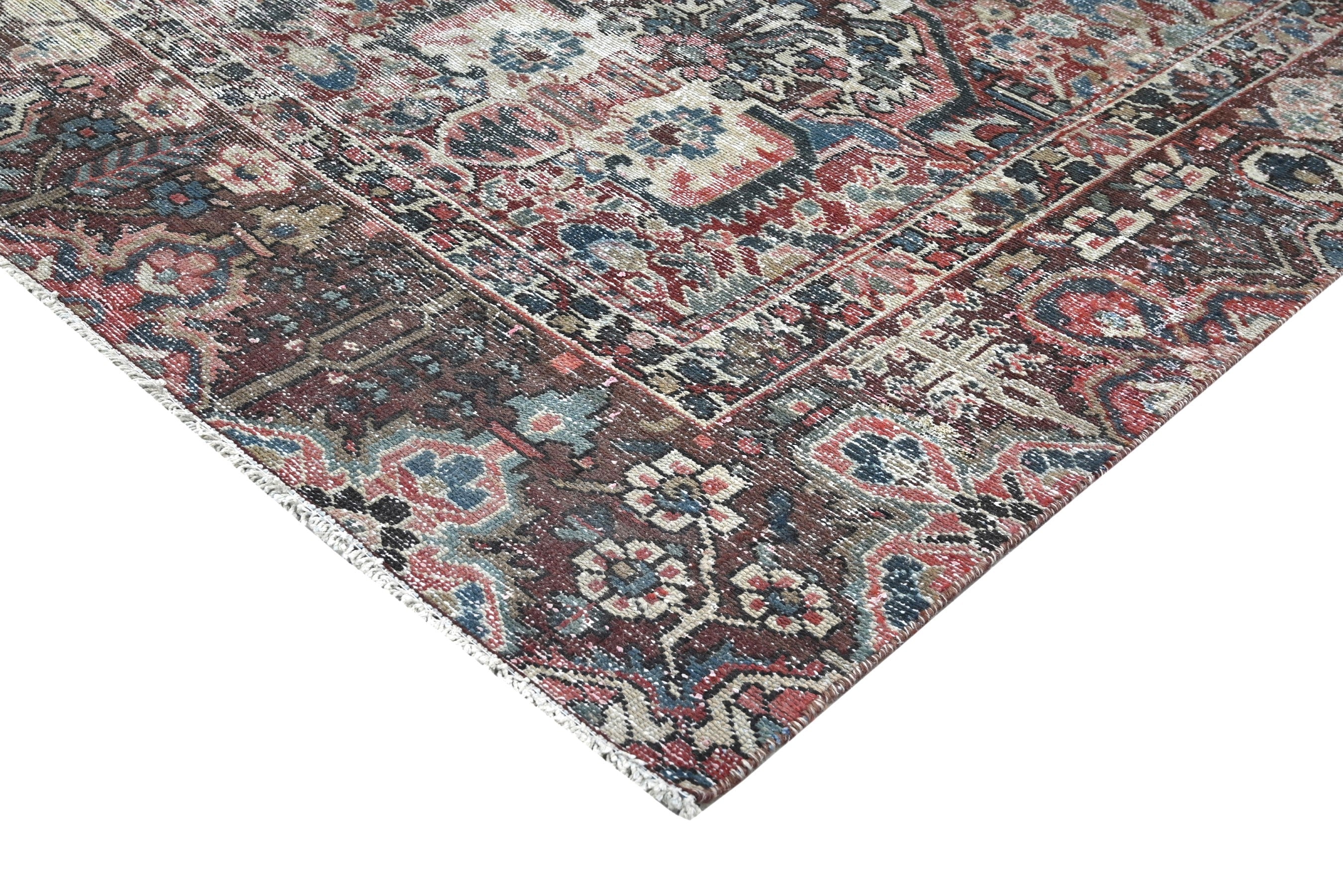 Persian Bakhtiari oversized rug in greige and faded red, view 9 of 22