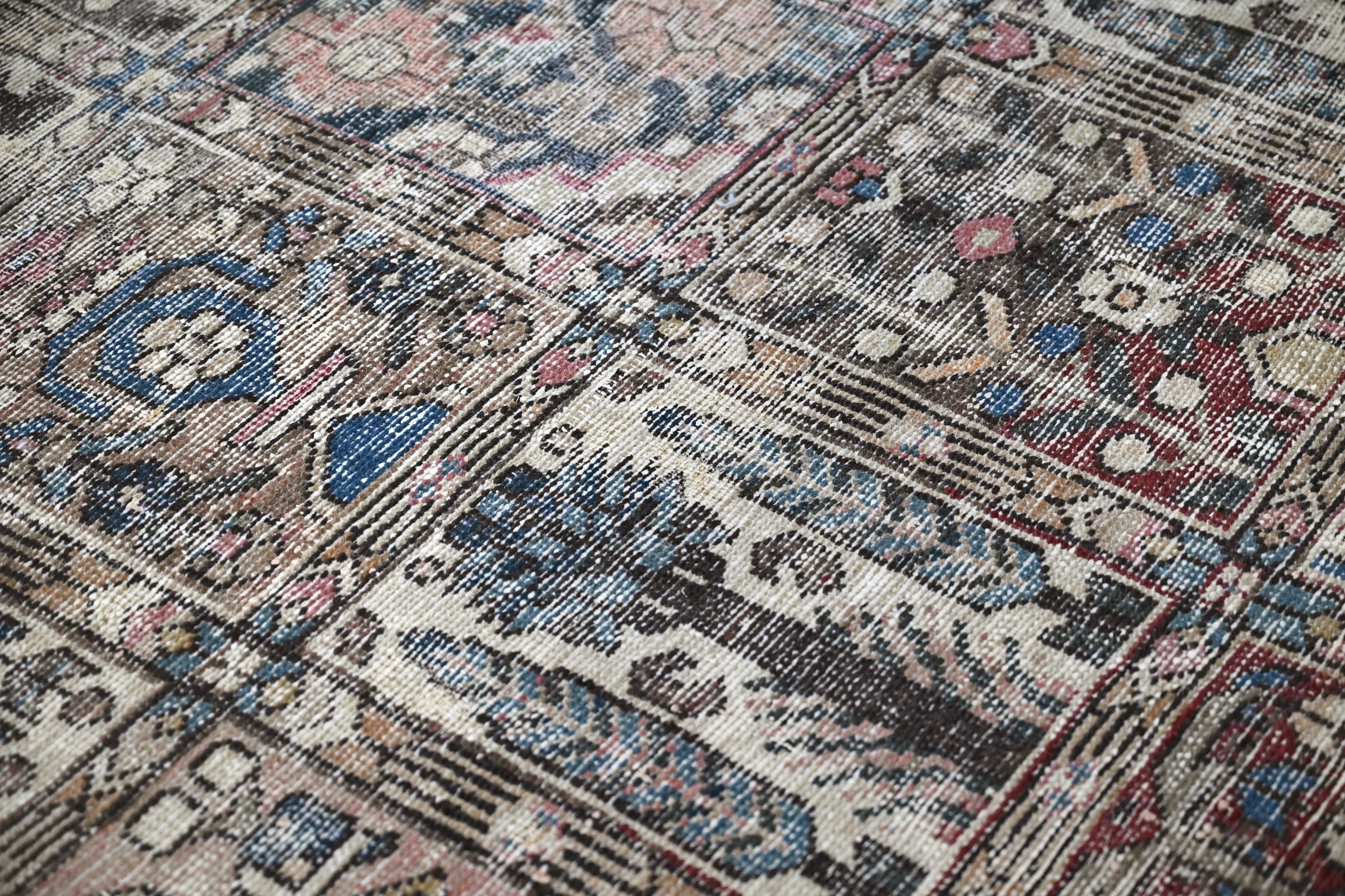 Persian Bakhtiari oversized rug in charcoal and cream, view 11 of 19