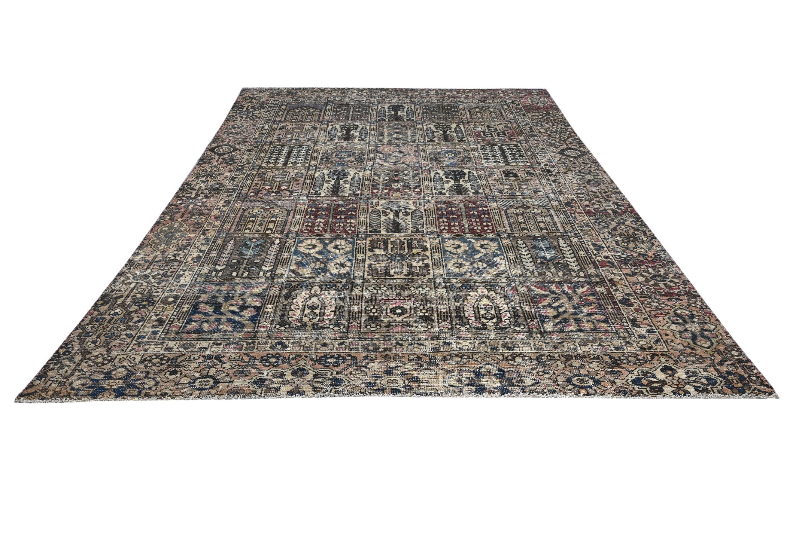 Persian Bakhtiari oversized rug in charcoal and cream, view 2 of 19