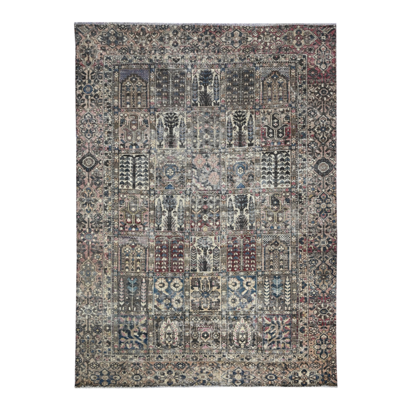 Persian Bakhtiari oversized rug in charcoal and cream, 7'9" x 10'7"
