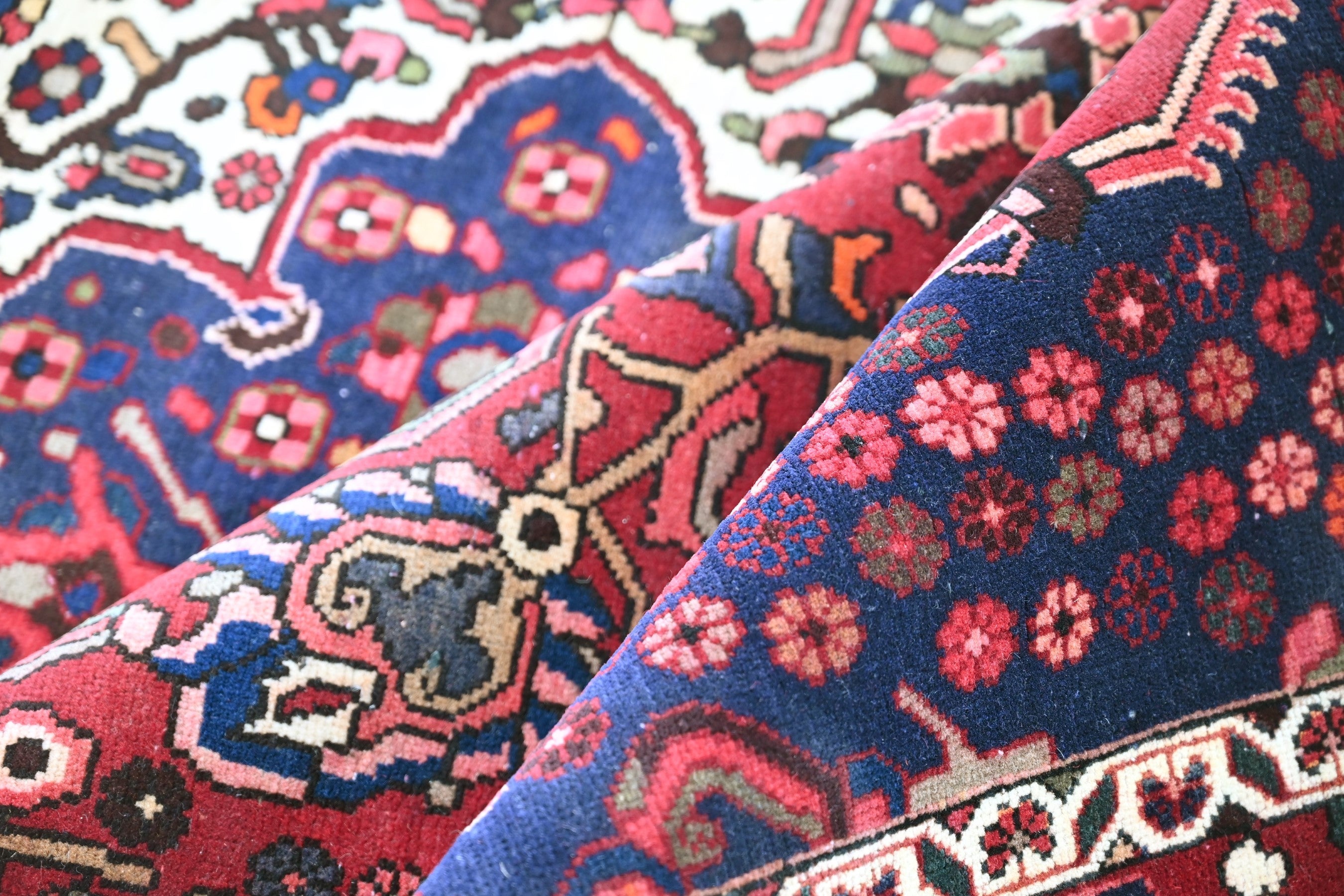 Persian Bakhtiari oversized rug in burgundy and deep red, view 14 of 18
