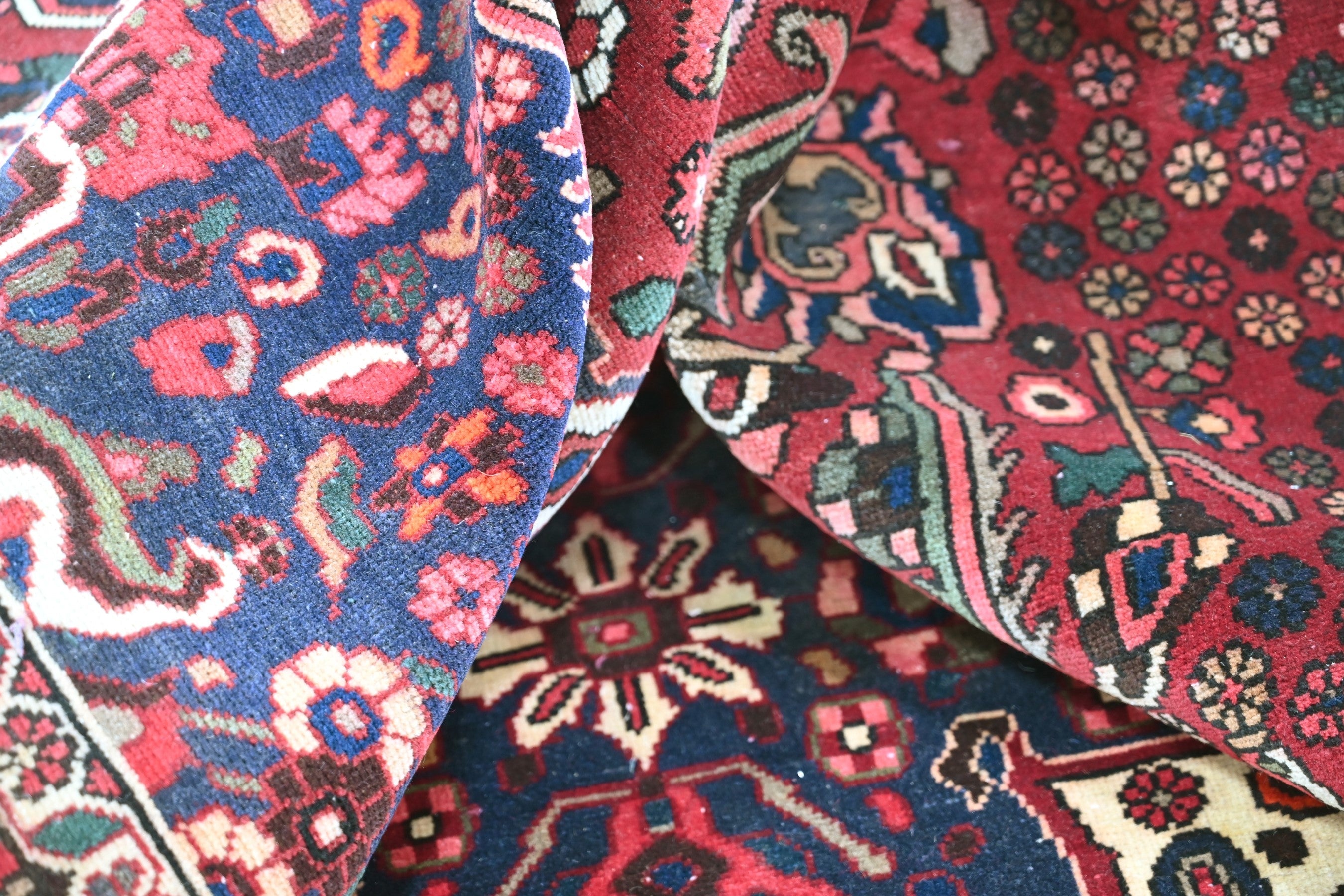 Persian Bakhtiari oversized rug in burgundy and deep red, view 16 of 18
