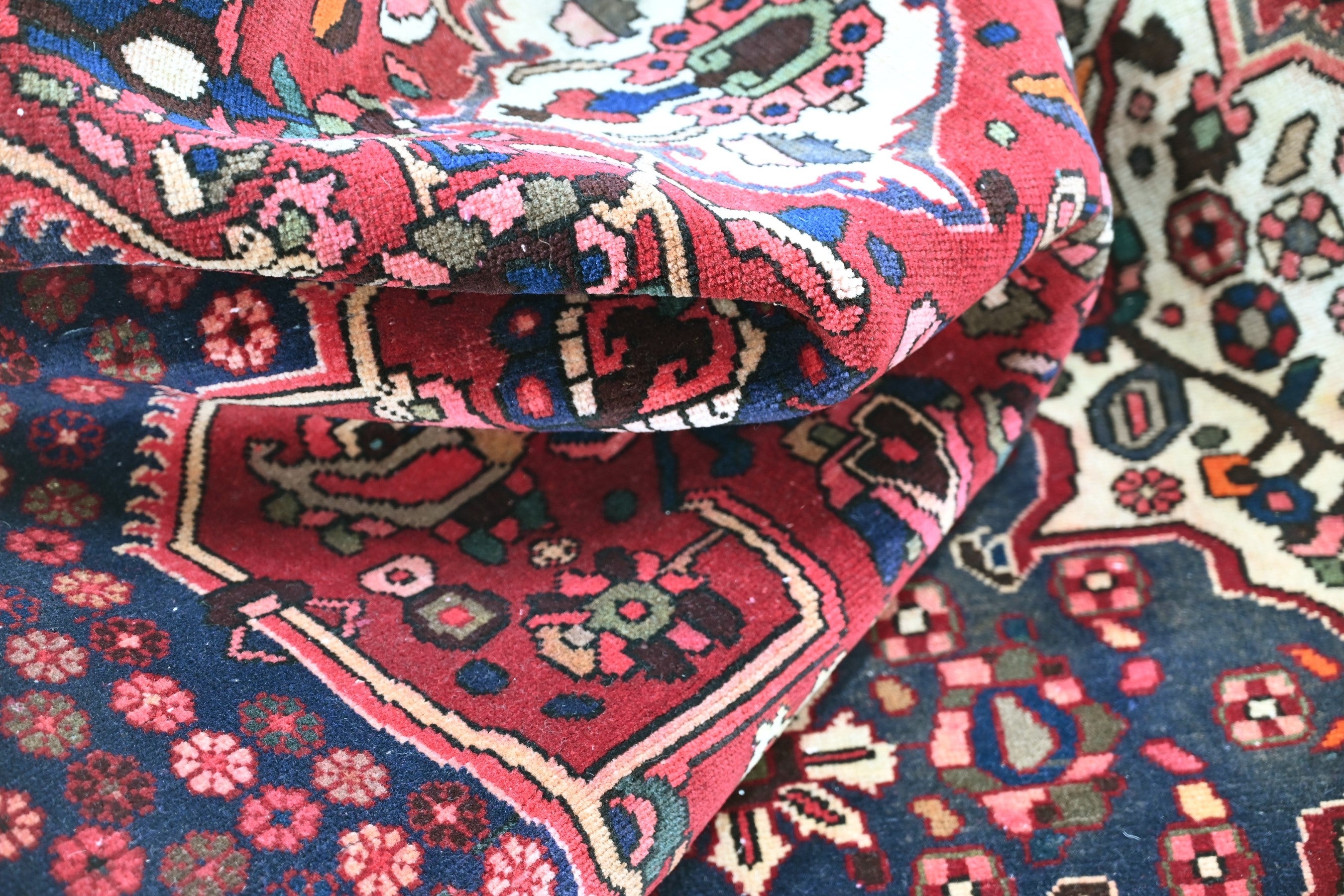 Persian Bakhtiari oversized rug in burgundy and deep red, view 18 of 18