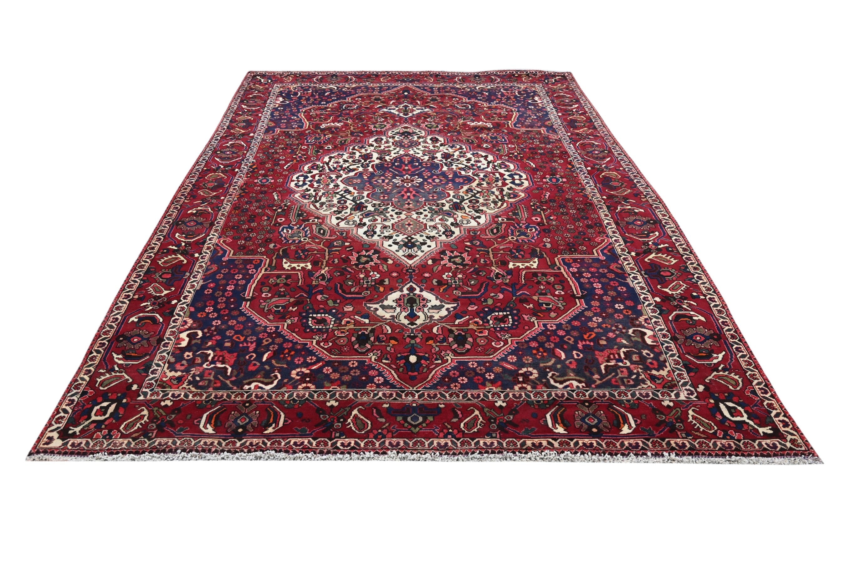 Persian Bakhtiari oversized rug in burgundy and deep red, view 3 of 18