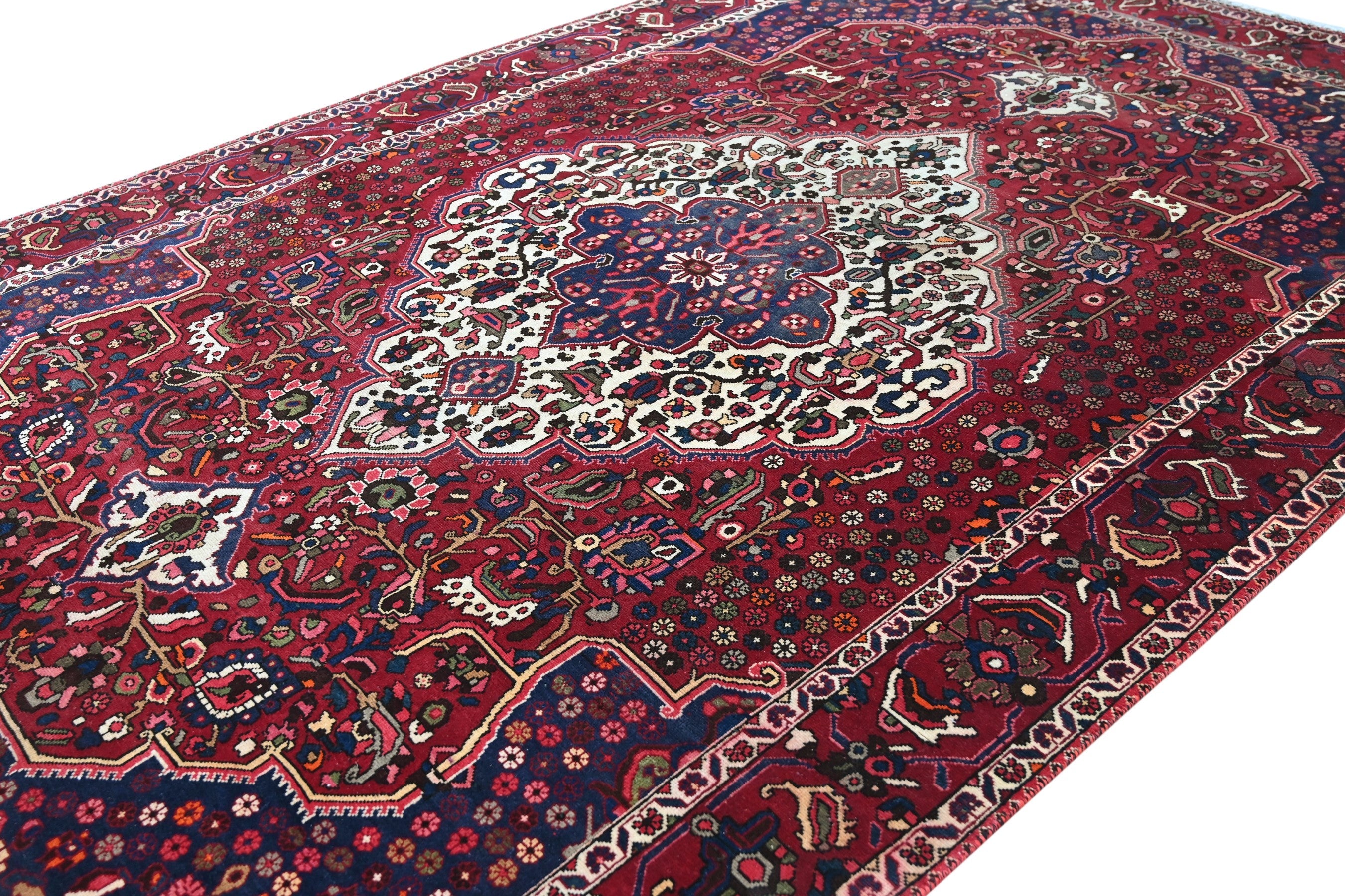 Persian Bakhtiari oversized rug in burgundy and deep red, view 4 of 18