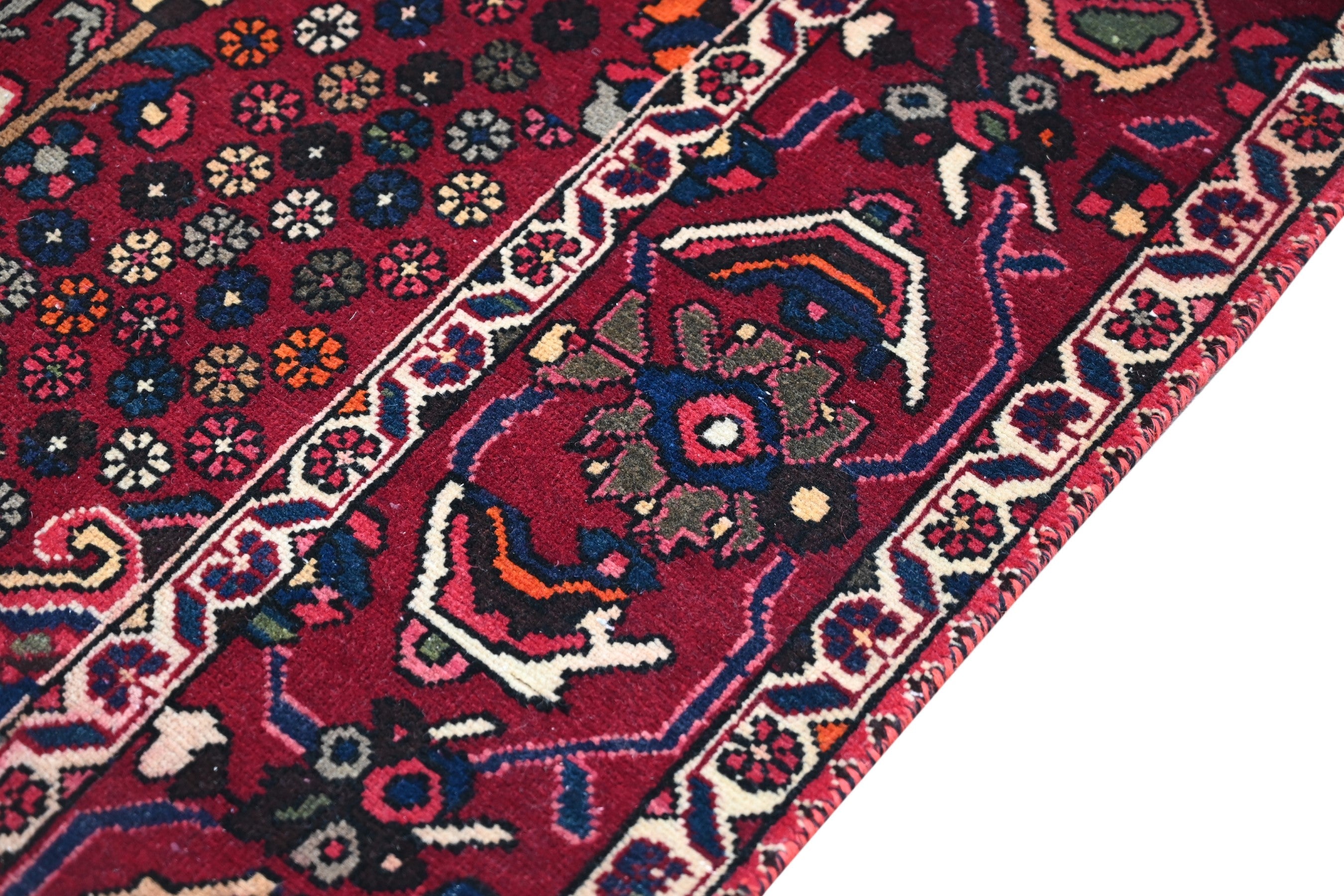 Persian Bakhtiari oversized rug in burgundy and deep red, view 5 of 18